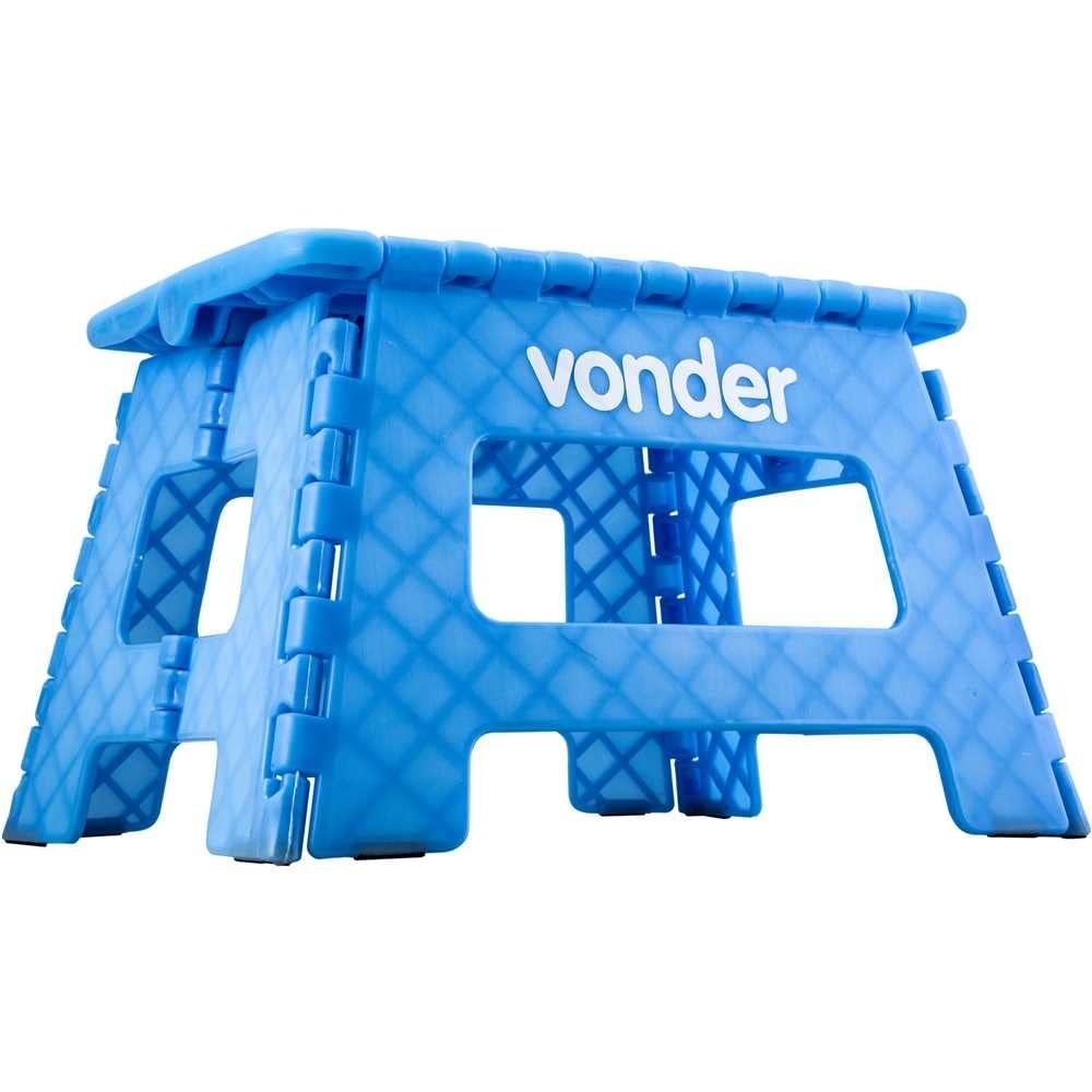 Banqueta Plástica Dobrável Vonder Azul - Leve, Prática e Resistente para Camping, Pescaria e Uso Doméstico