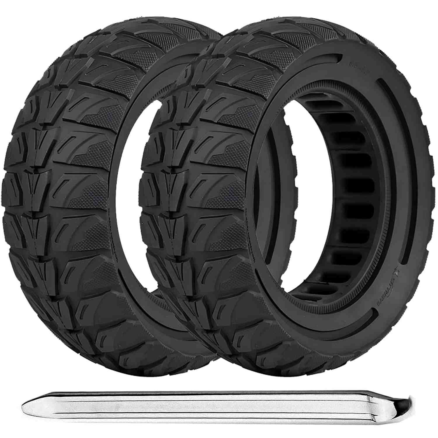 Pneu Sólido 8.5x3.0 para Scooter Elétrica: Xiaomi M365, Zero 8/9, VSETT 8/9, Kugoo e Dualtron Mini - Preto (2 Peças)