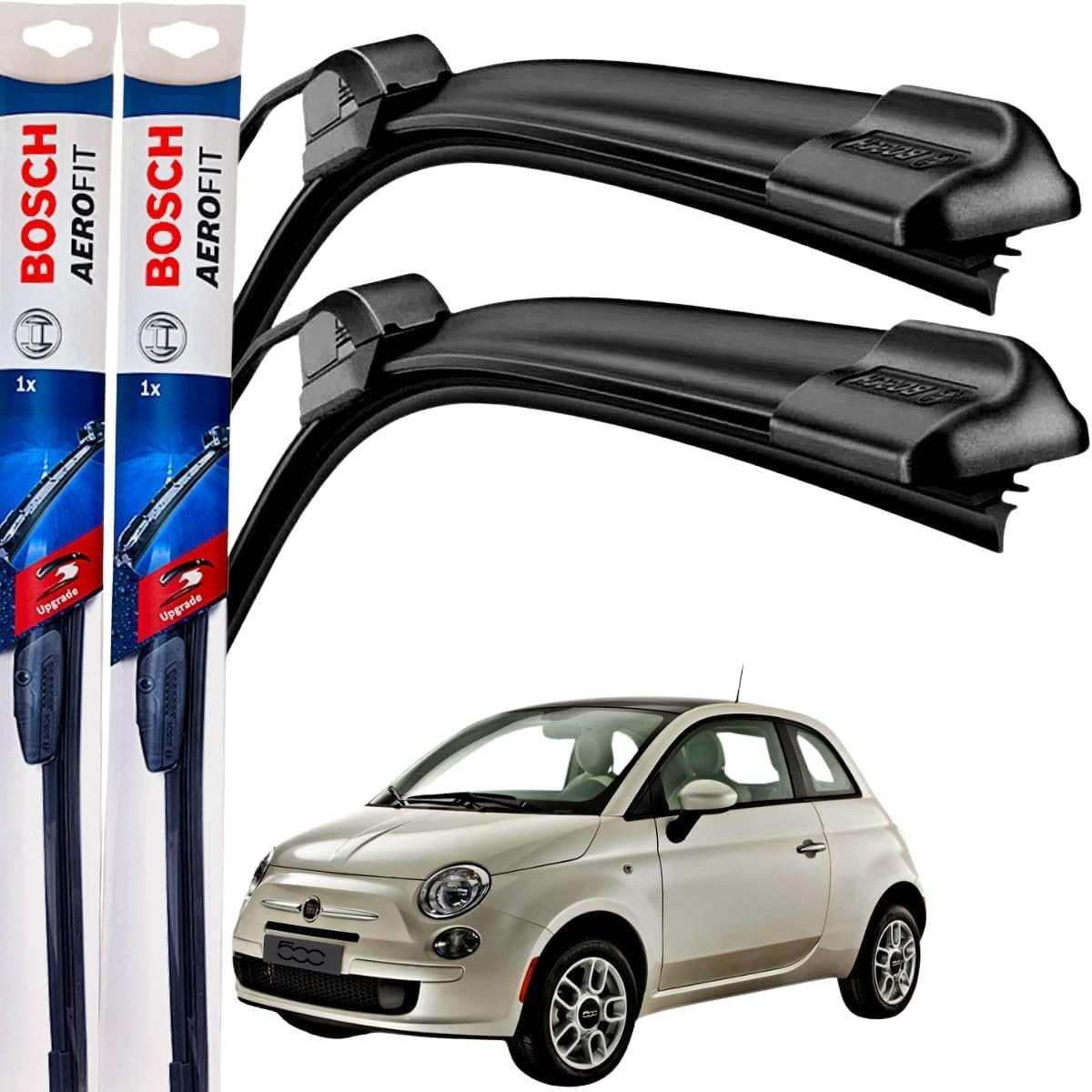 Par de Palhetas Limpador Parabrisa Bosch Aerofit Original Fiat 500 (2012-2024) - Limpeza Uniforme e Visibilidade Clara