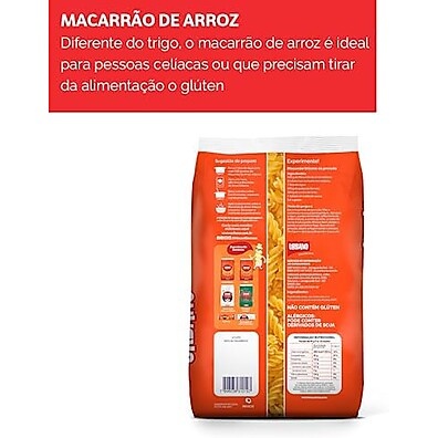 Macarrão Parafuso Arroz Urbano Zero Glúten 500g