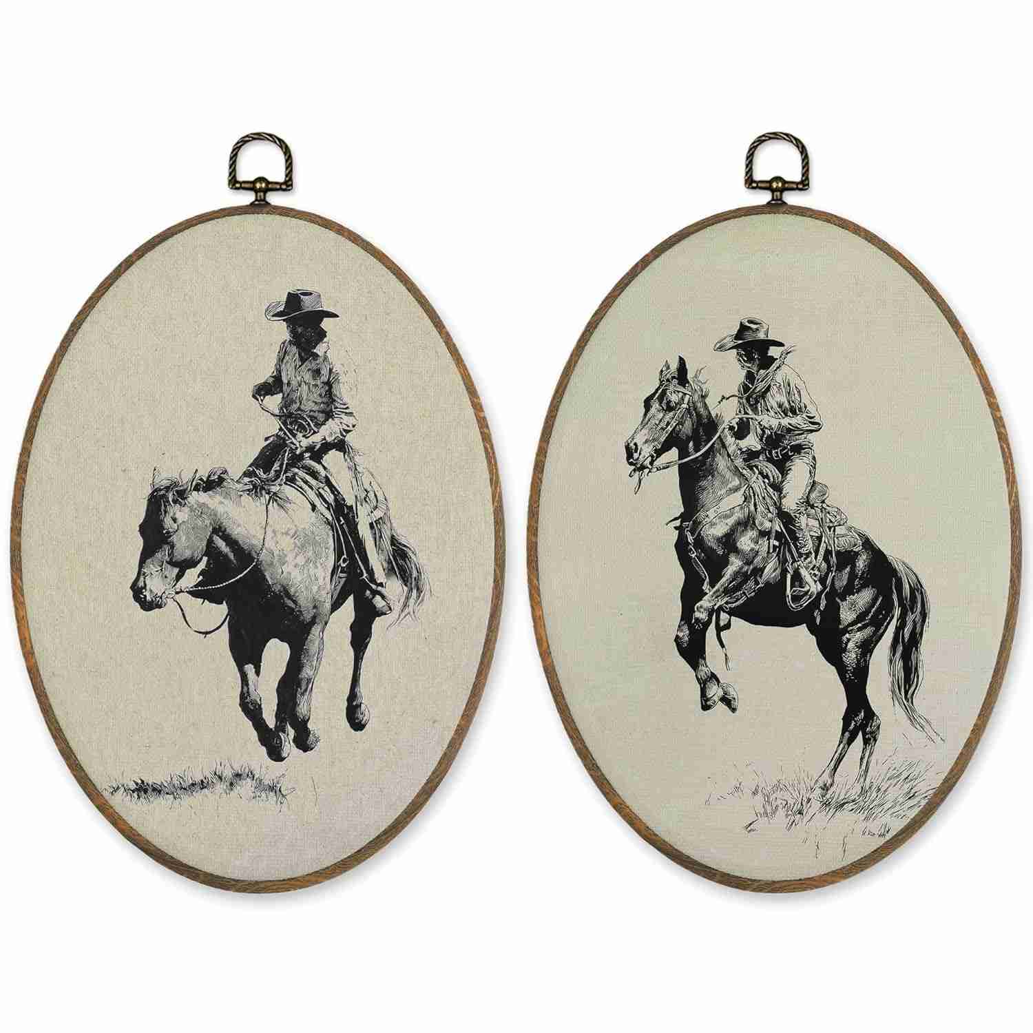 Arte de Parede Oval Western Vintage - Decoração Rústica para Casa e Escritório