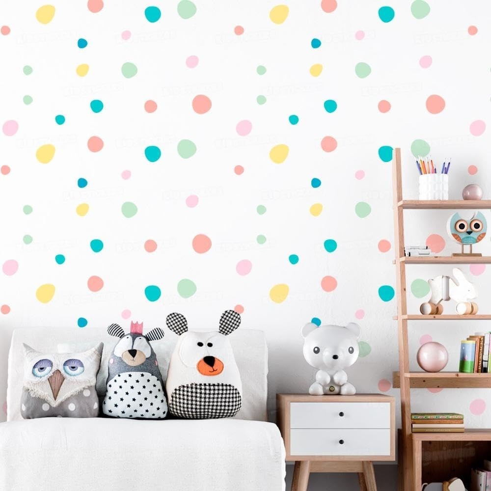 Adesivo de Parede Infantil Bolinhas Pedrinhas Coloridas - Lavável, Seguro e Fácil Aplicação para Decoração do Quarto de Bebê