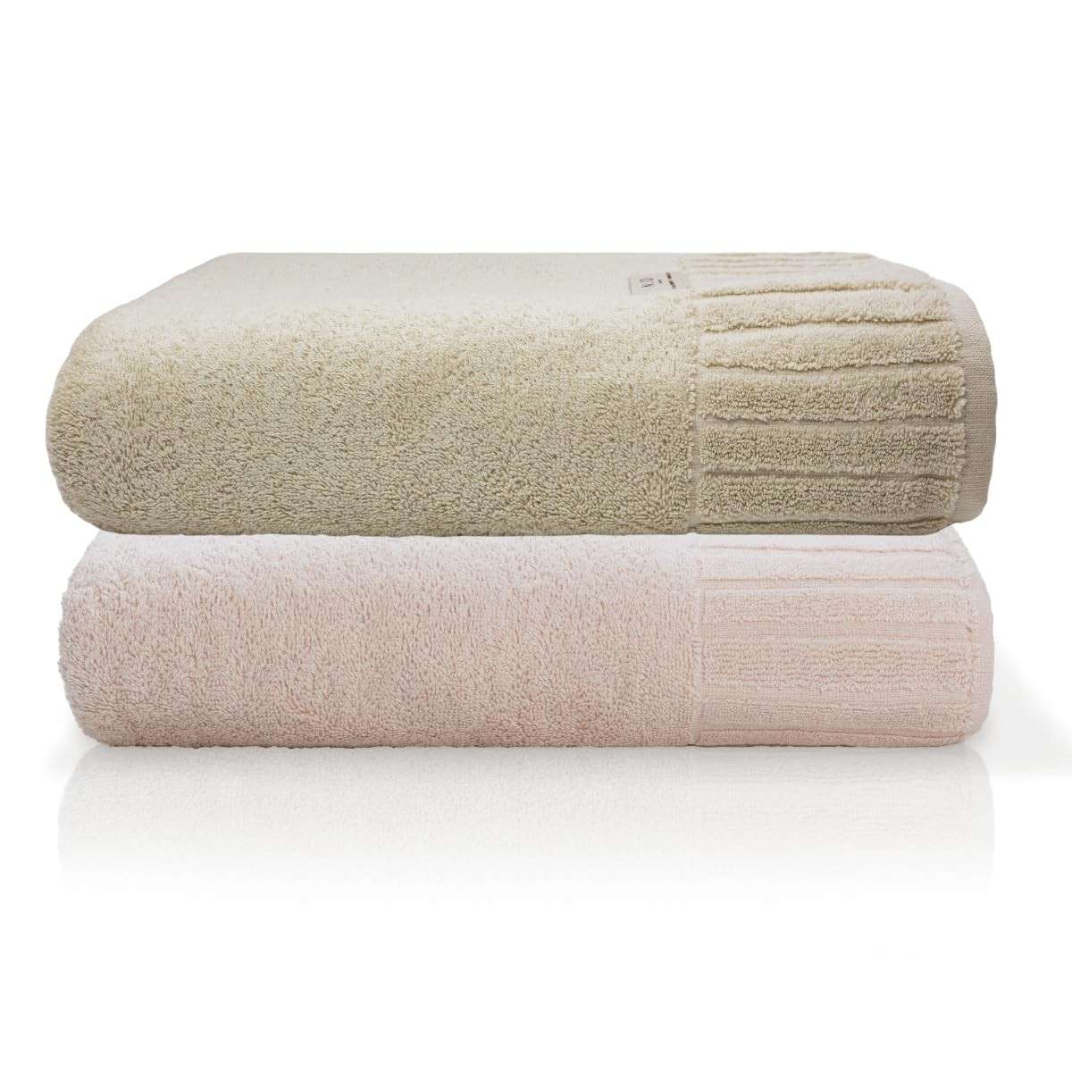 Toalha de Banho Gigante Ele/Ela Velour 500g/m² | 100% Algodão Macio e Absorvente | 2 Peças Bege/Rosa
