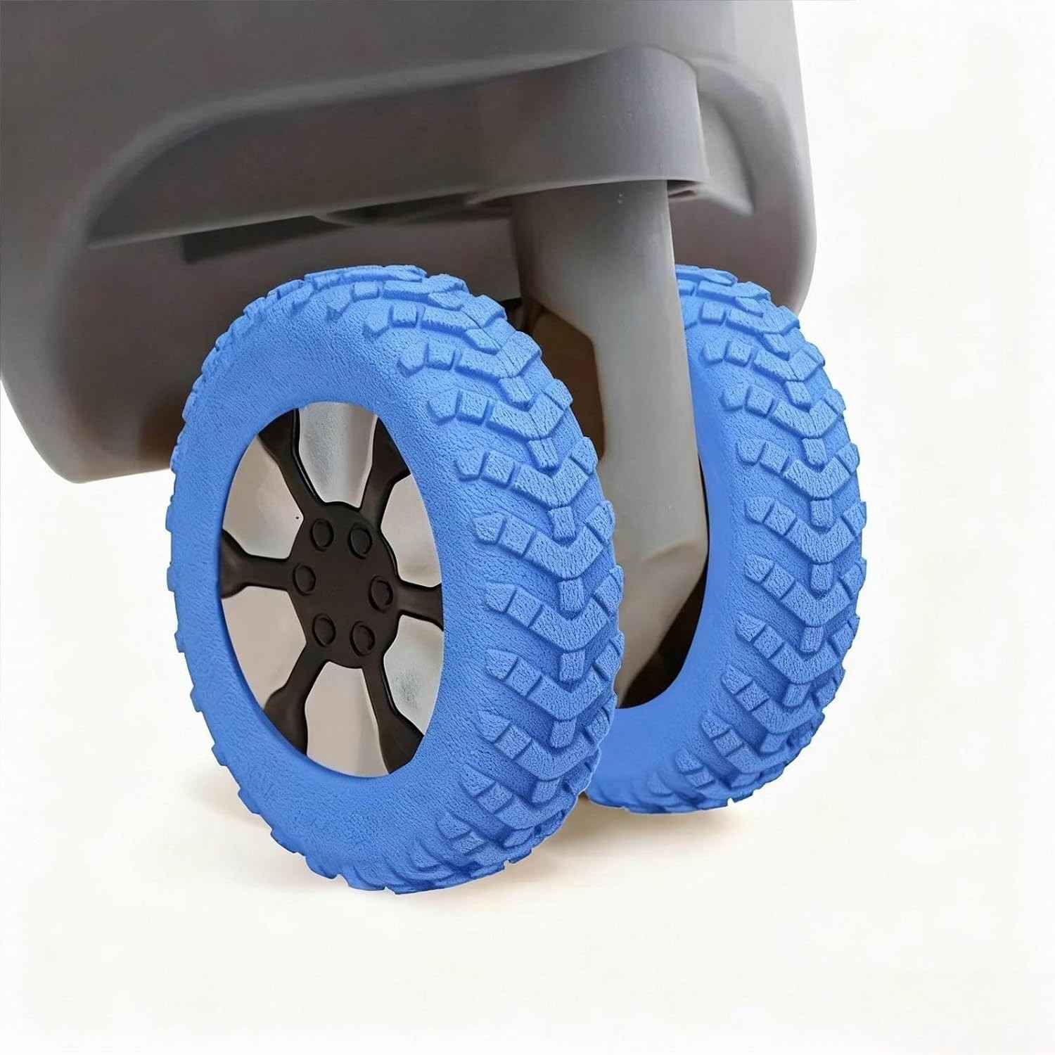 Conjunto Universal 8 Peças: Proteção Silenciosa e Antirruído para Rodas de Mala - Azul