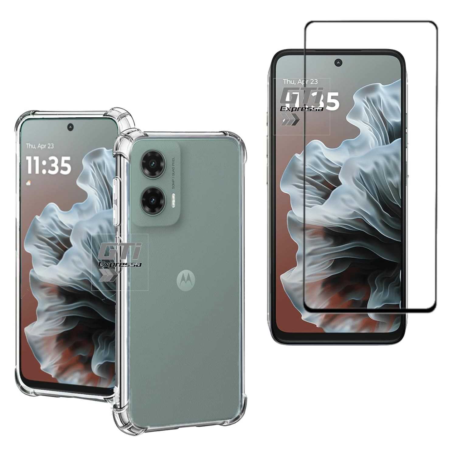 Kit Essencial: Capa Anti Impacto Transparente + Película Vidro 3D 9D para Motorola Moto G35