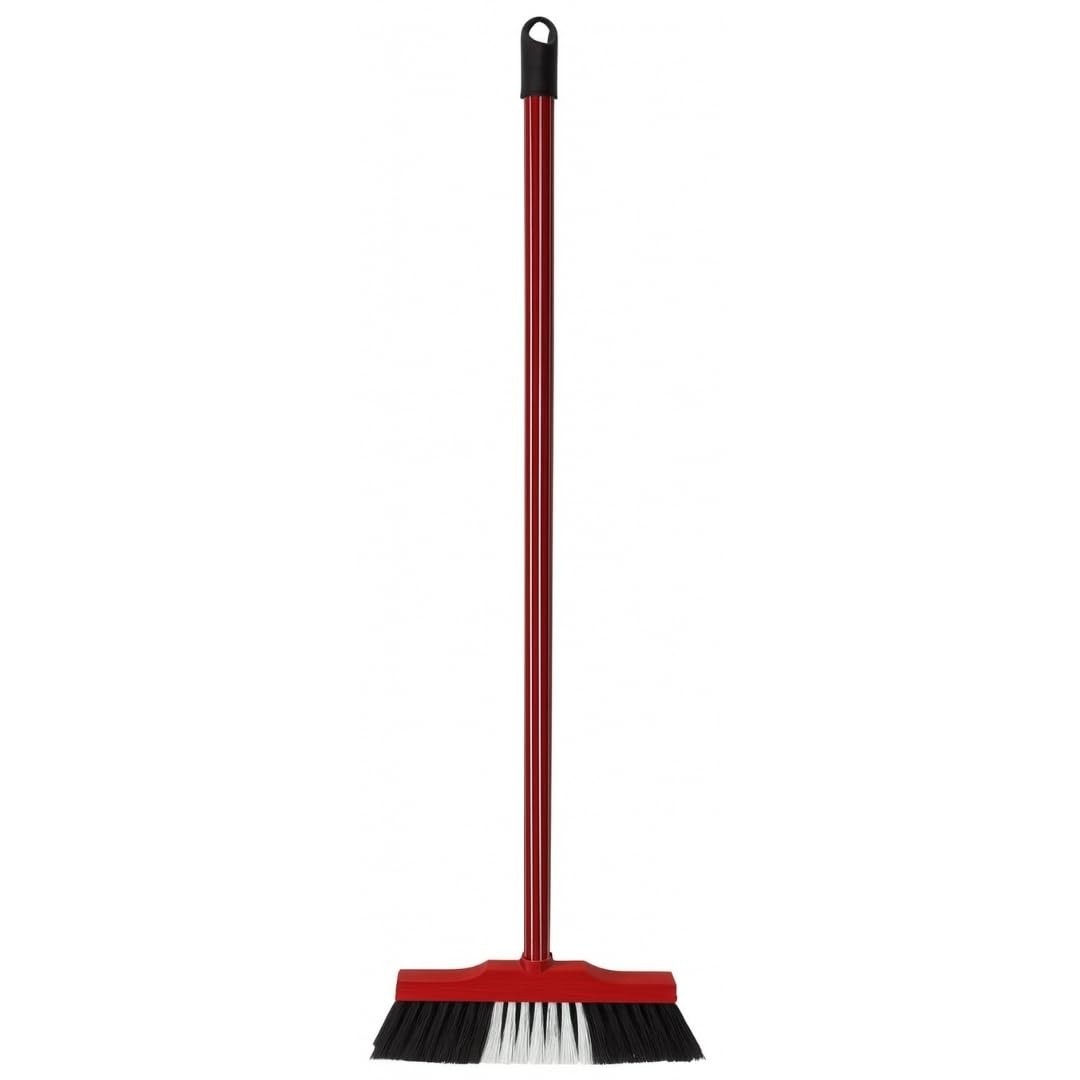 Vassoura de Pelo Sintético 30cm com Cabo e Base de Madeira - Ideal para Limpeza Eficiente em Pisos Lisos