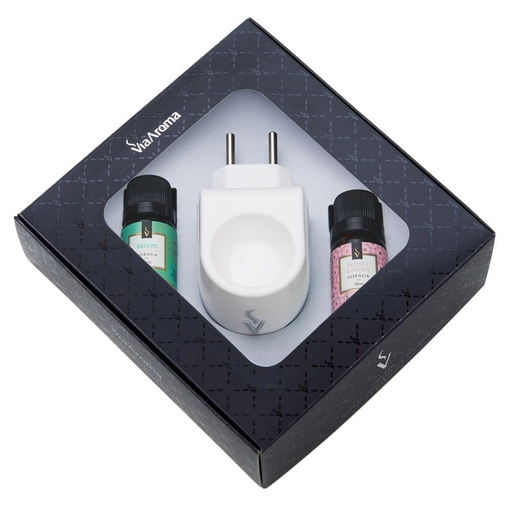 Kit Aromatizador Elétrico Via Aroma + Essências Breeze e Peônia Garden: Seu Lar Perfumado!
