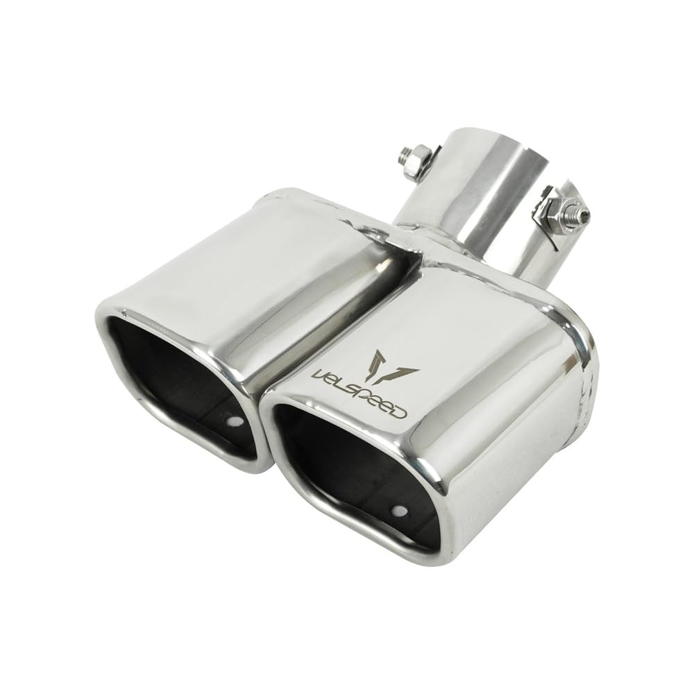 Ponteira Velspeed Esportiva Dupla Quadrada Curva Cromada 7,5cm: Estilo e Performance