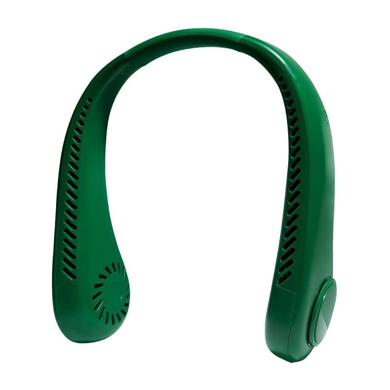 Mini Ventilador de Pescoço Portátil Sem Lâmina 3 Velocidades 1500mAh Recarregável Verde