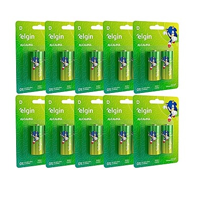 Pilha Alcalina D Elgin: Kit 20 Unidades – Energia Duradoura!