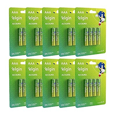 Pilhas Alcalinas AAA Palito Elgin – Kit com 40 Unidades