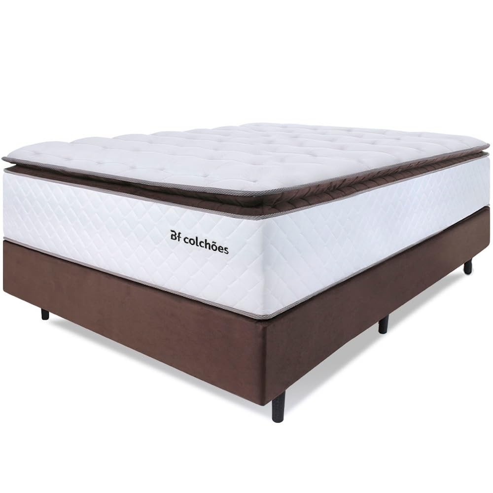 Cama Box Casal com Colchão de Molas Ensacadas e Pillow Top - Conforto Premium 138x188cm