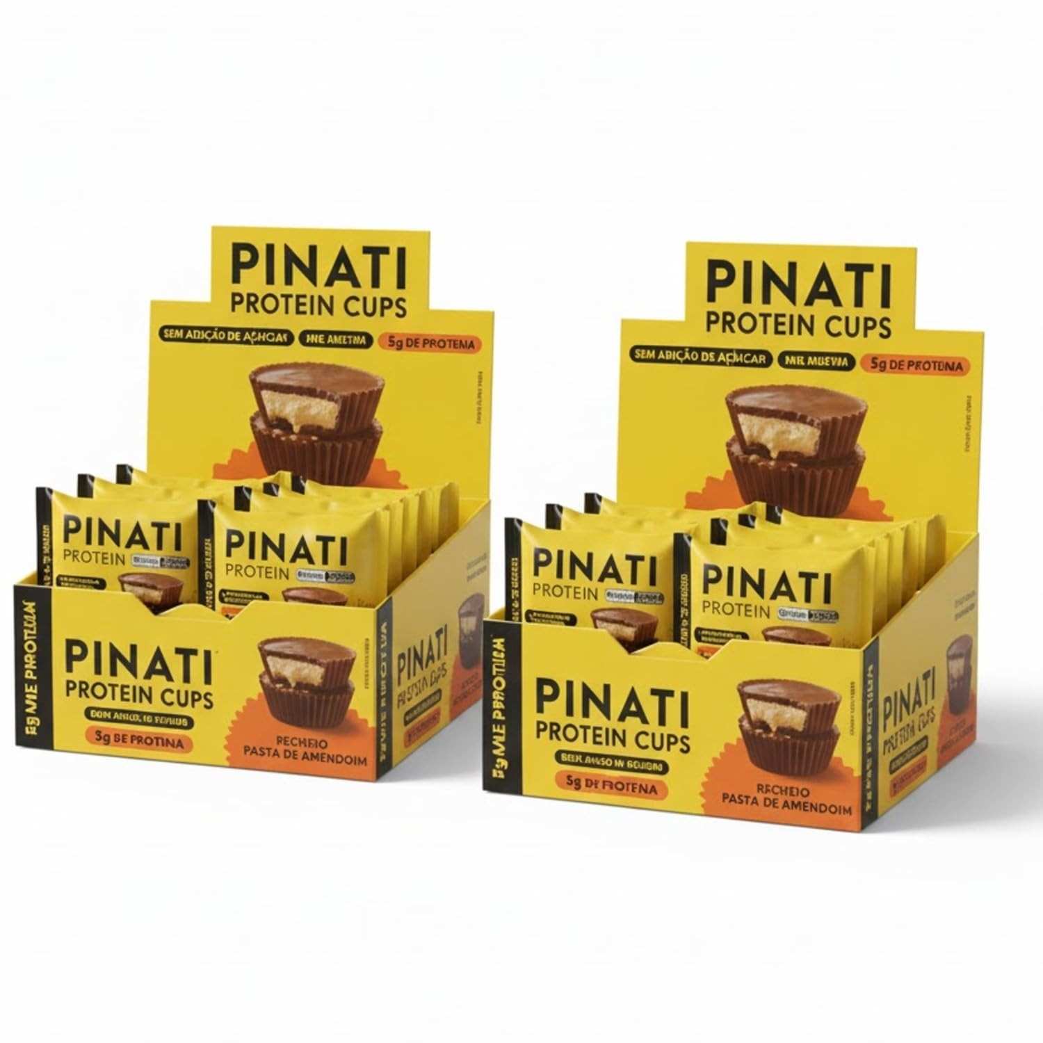 Kit 2 Displays Protein Cups Amendoim Pinati 21g | 36 Unidades | Snack Proteico Prático