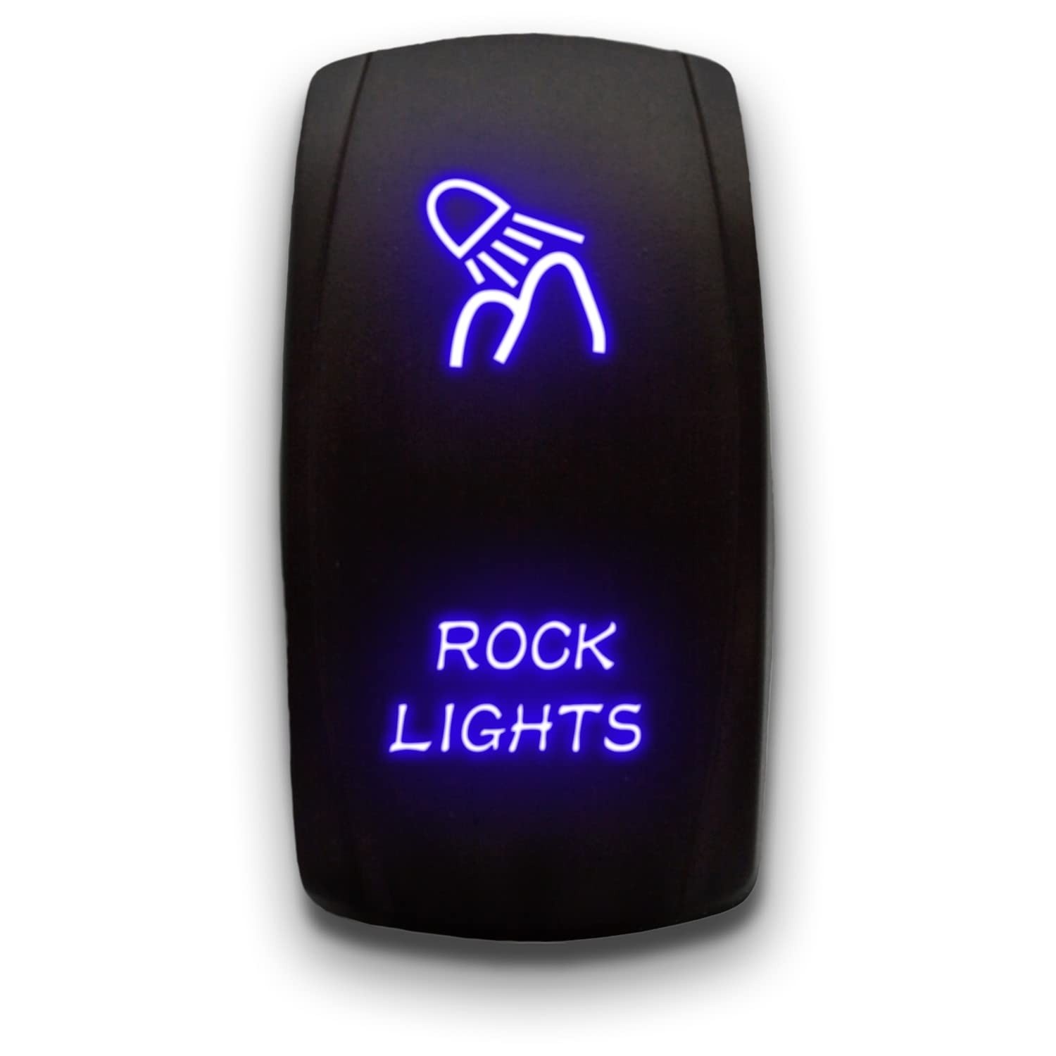 Rock Lights LED Azul: Interruptor Basculante 5 Pinos DPST Gravado a Laser 20A 12V - Controle Total para seu Veículo