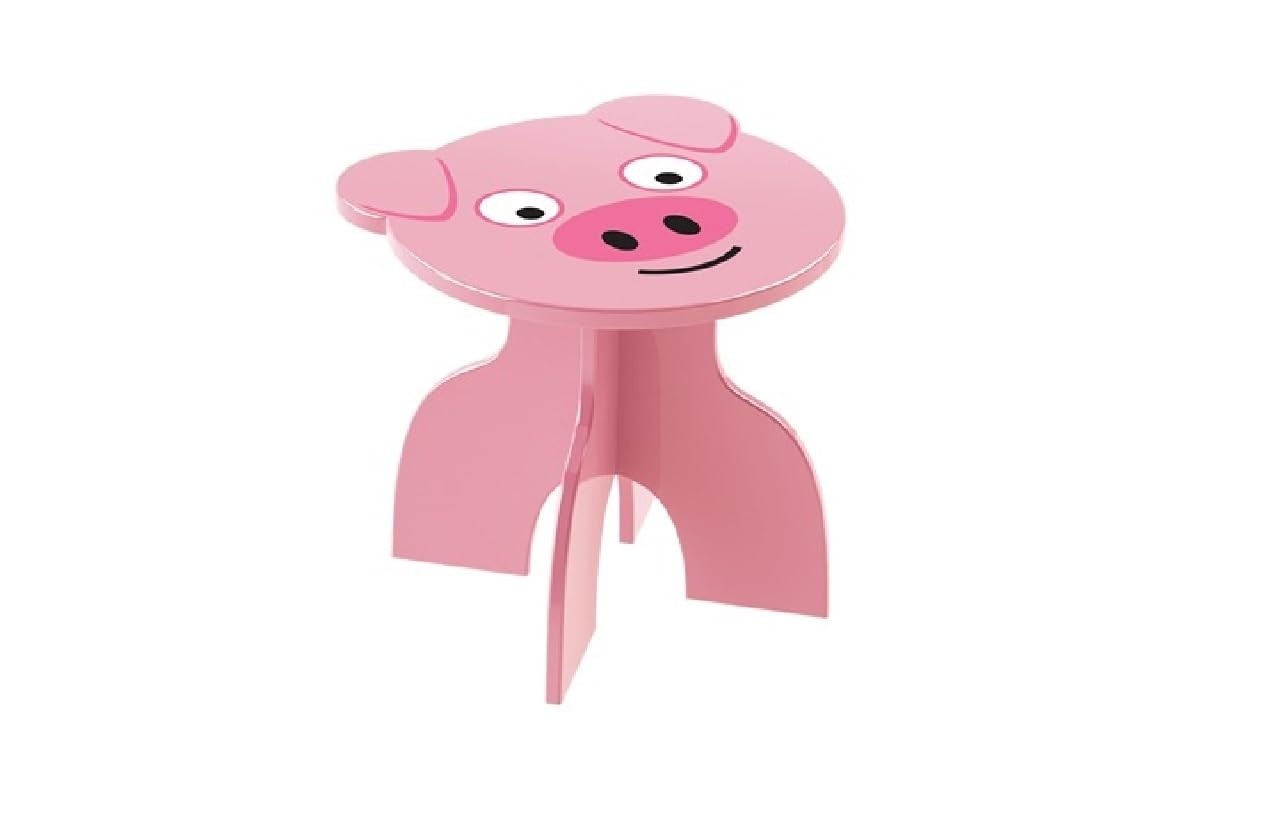 Banquinho Infantil Animalkids - Pig Junges | MDF Ecológico com Pintura Atóxica