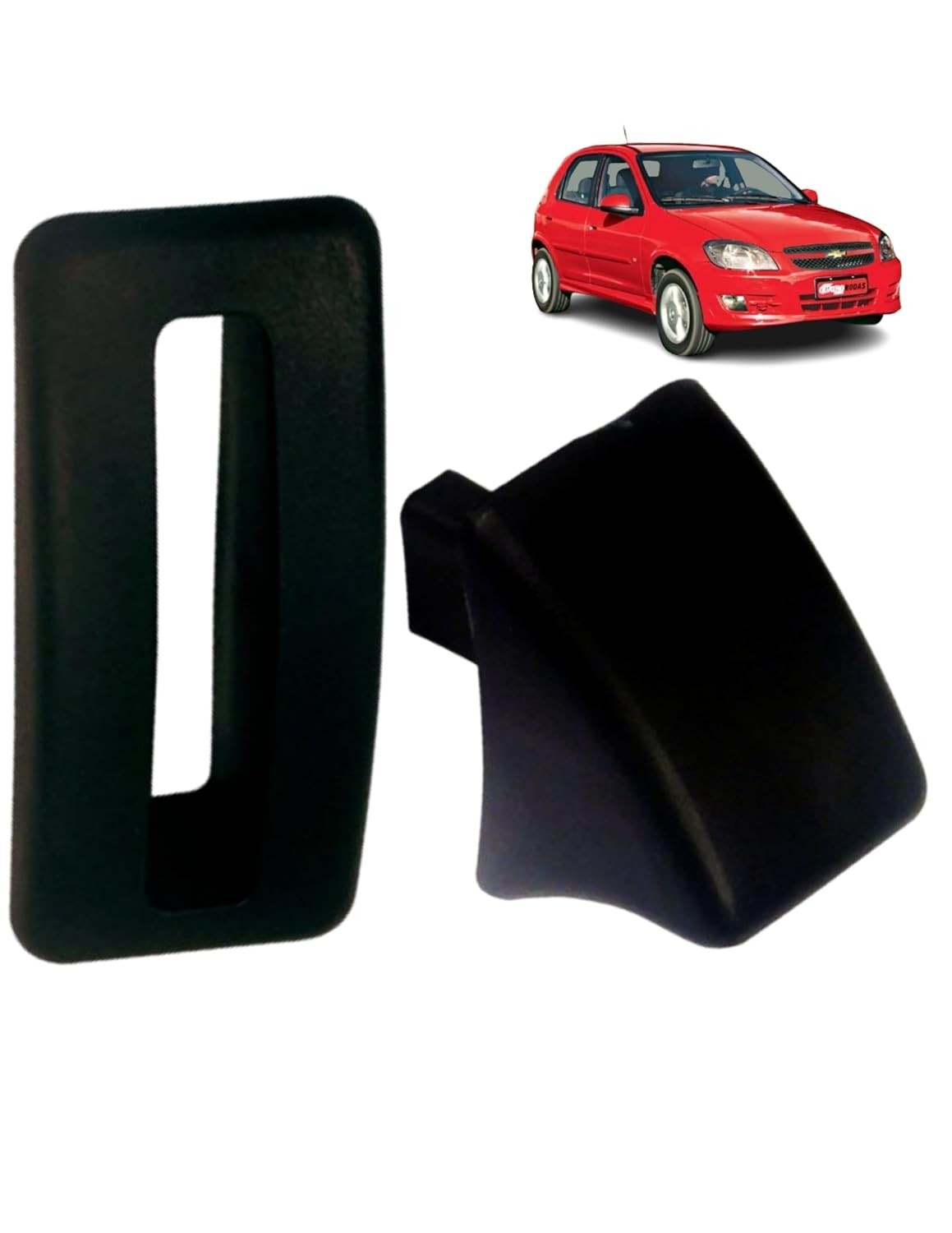 Kit Botão e Arremate Encosto Banco Chevrolet Celta - Plástico Preto 4 Peças