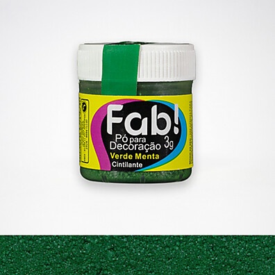 Pó Decoração Comestível Verde Menta 3g FAB – Brilho e Sabor!