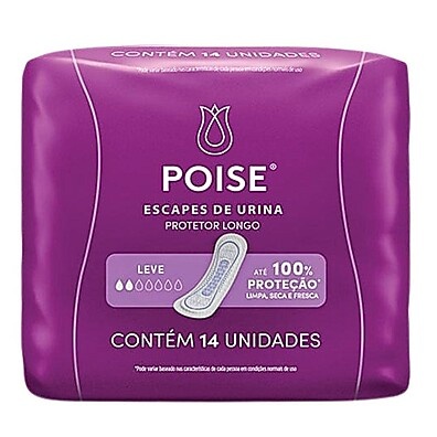 Poise Protetor Diário para Escape de Urina – Absorção Leve, 14 Unidades
