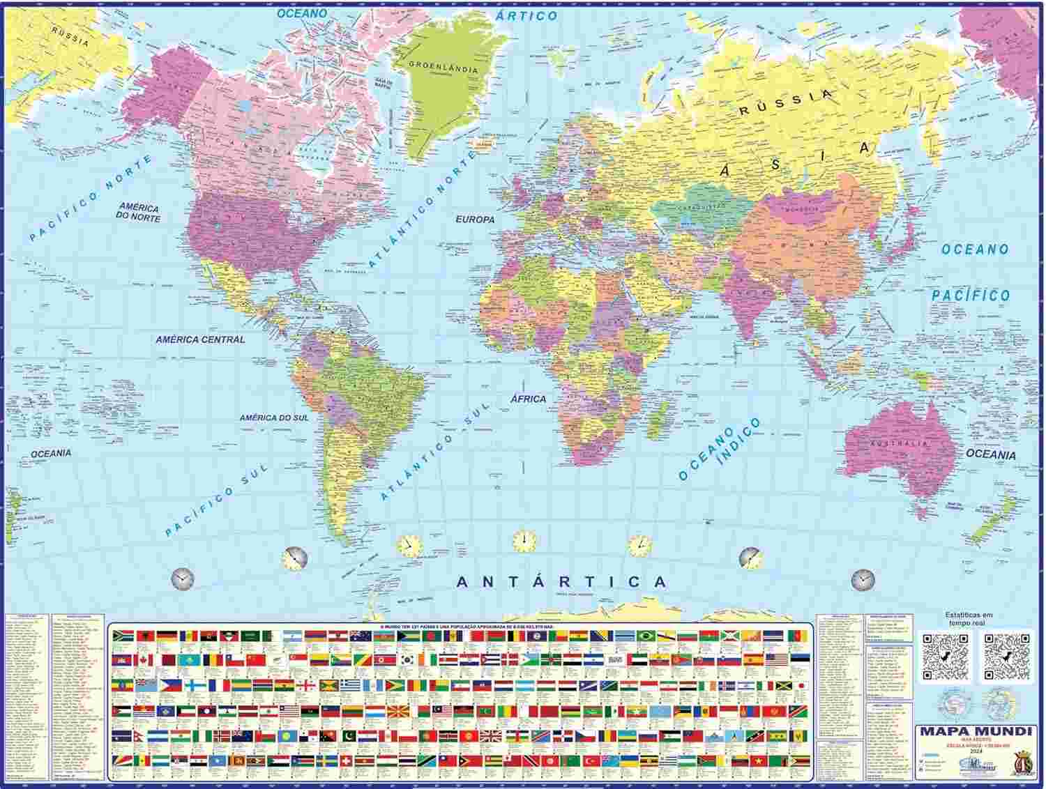 Mapa Mundi Político 2025: Atlas Escolar Geográfico Completo para Estudo e Decoração