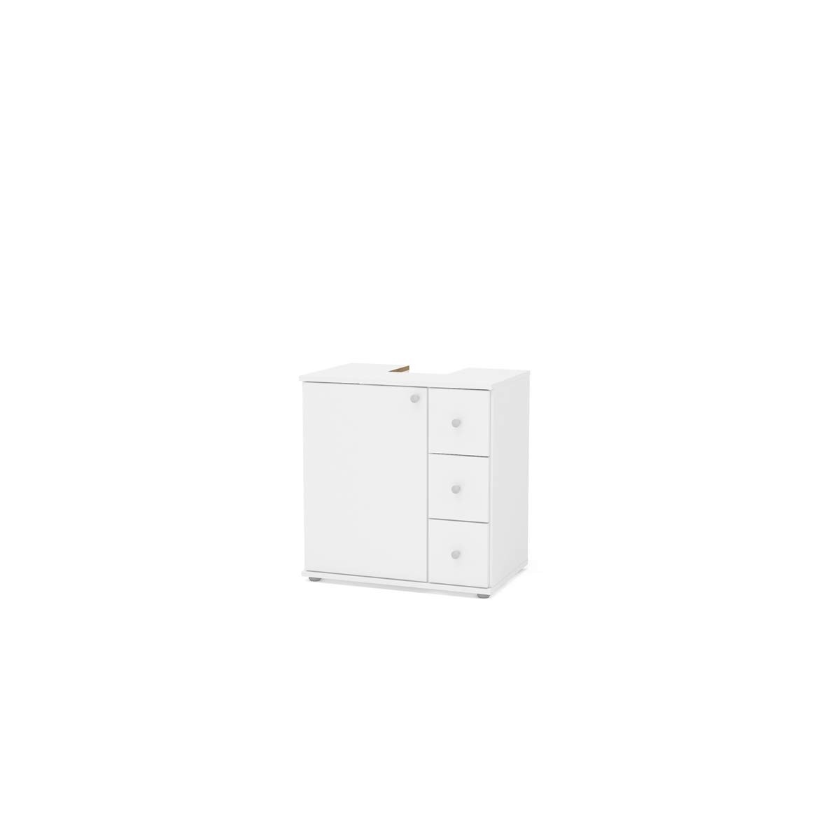 Balcão para Banheiro com 3 Gavetas e 1 Porta - Design Moderno Branco Politorno