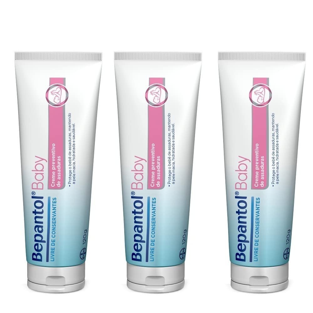 Kit com 3 Cremes Pomada Bepantol Baby 120g - Proteção Contra Assaduras