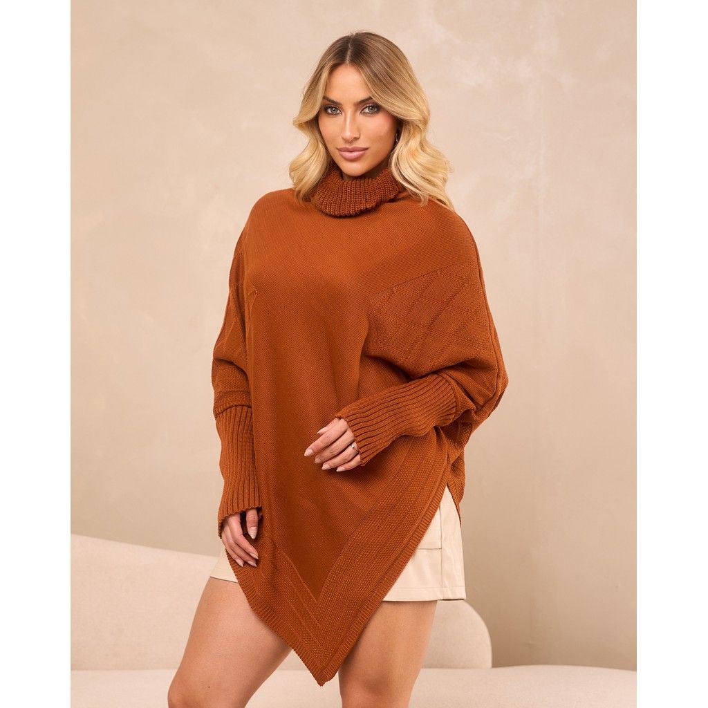Poncho Triângulo Gola Alta: Estilo e Conforto para o Inverno