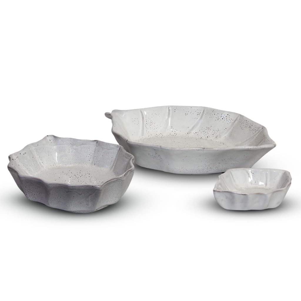 Kit Travessas de Porcelana Folha Romana - Design Natural para Mesa Posta Elegante