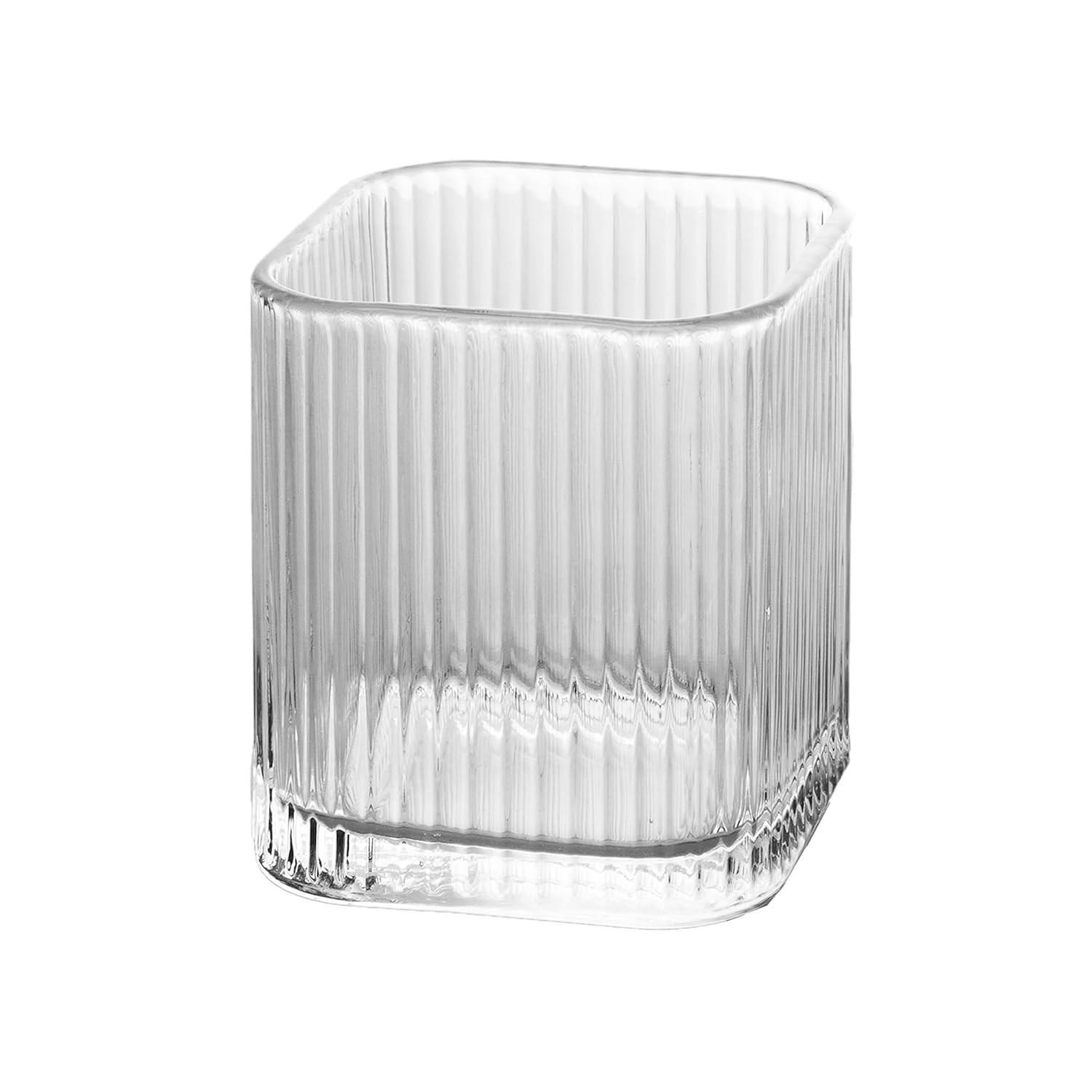 Porta Escova de Dente de Vidro LYOR Lines - Design Moderno 8x8x9,5cm