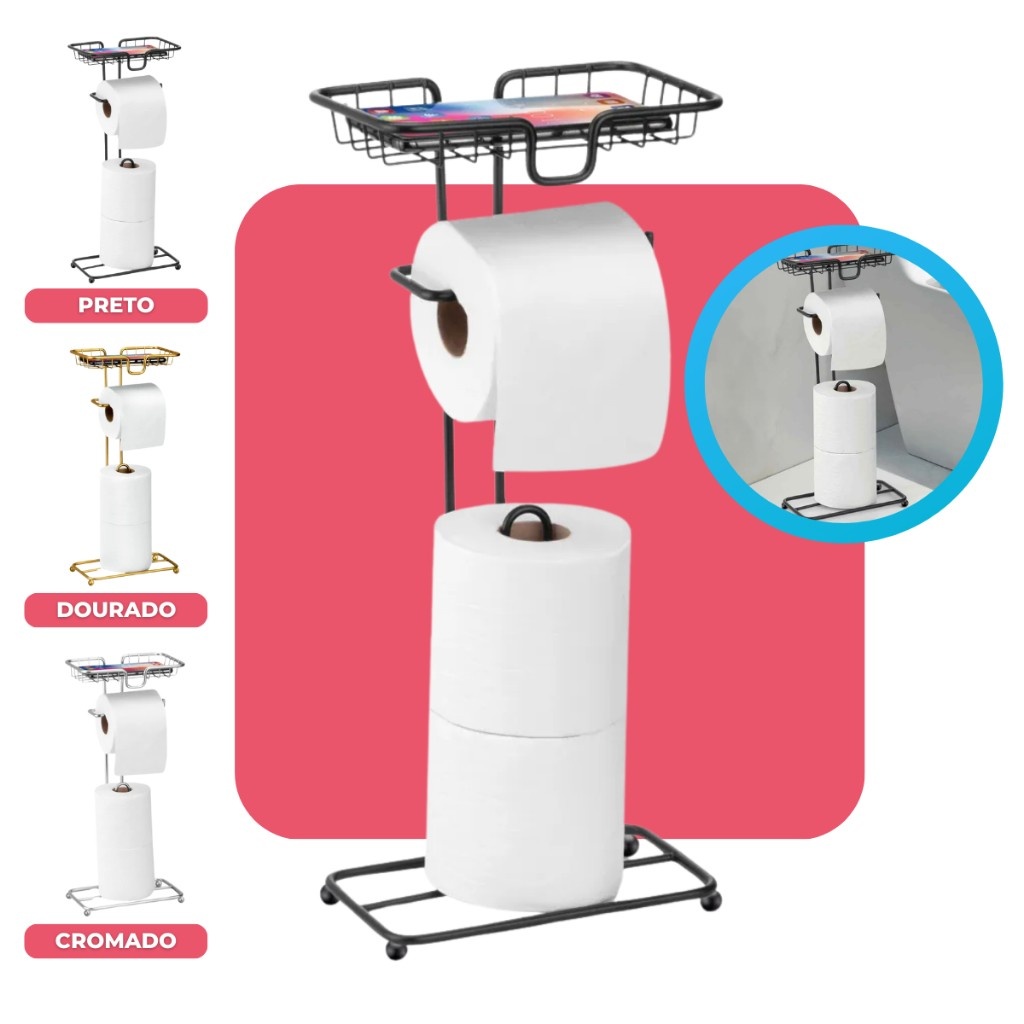 Porta Papel Higiênico com Suporte Celular Arthi