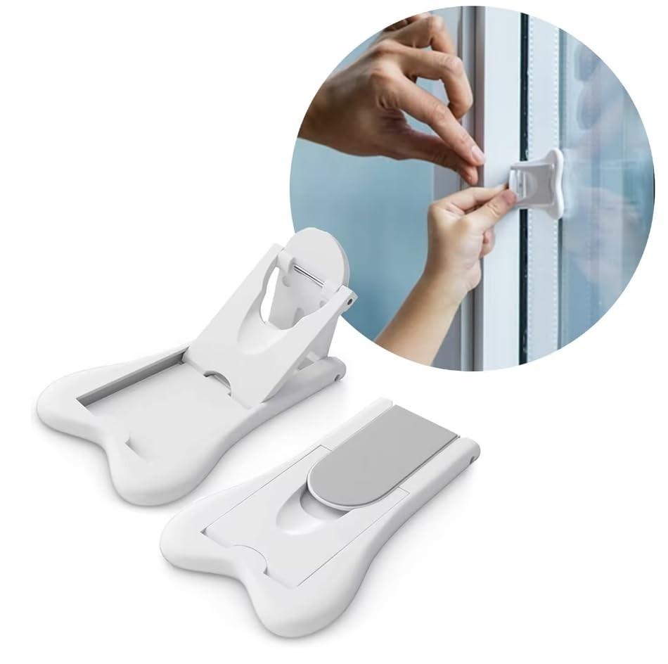 Kit com 2 Travas de Segurança para Portas e Janelas de Correr - Proteção Confiável para Bebês e Crianças