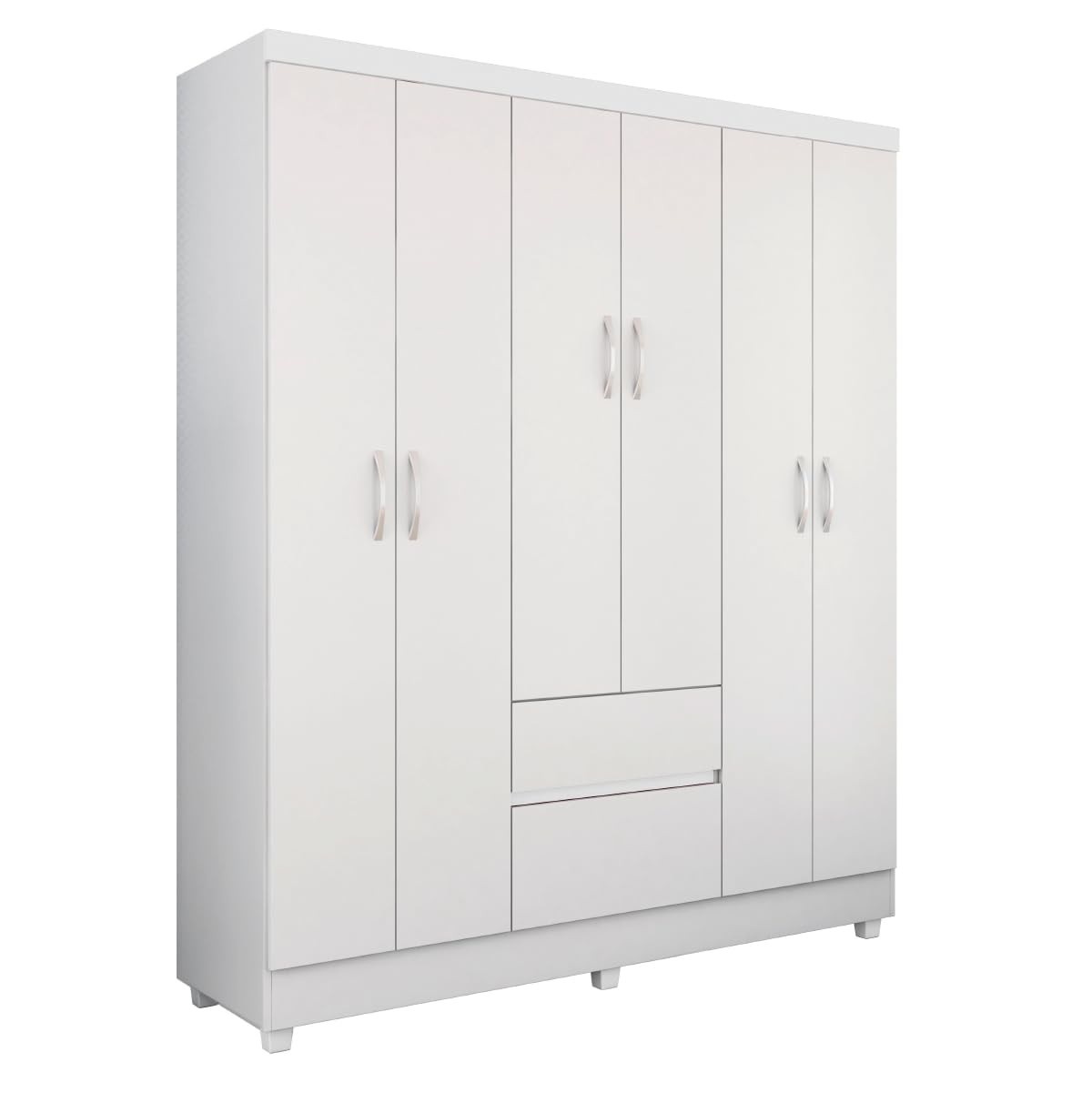 Guarda-Roupas Casal 6 Portas com 2 Gavetas Flash Branco - Organize seu Quarto com Estilo e Funcionalidade