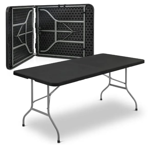 Mesa Retangular Dobrável 180x74cm com Alça - Design Compacto e Portátil