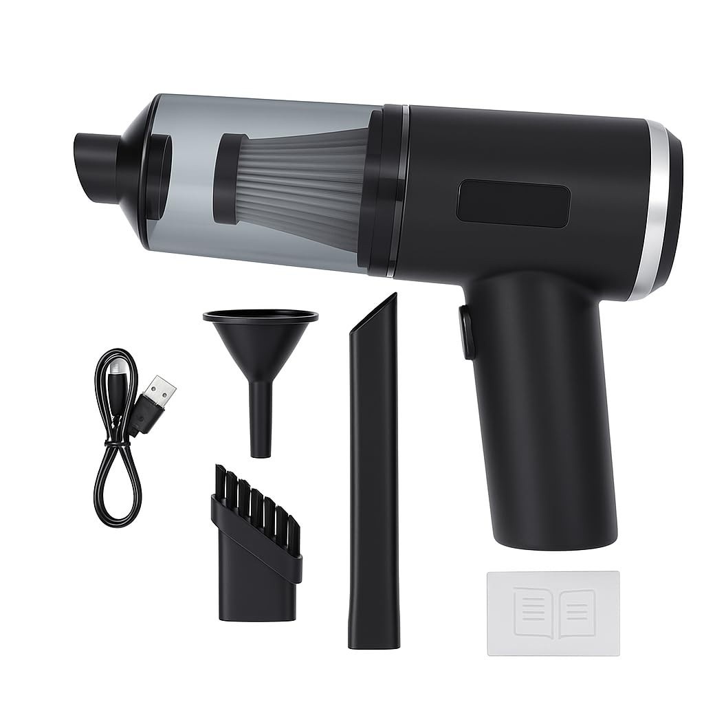 Aspirador Portátil 2 em 1: Potência 6000Pa, Soprador, USB Recarregável e Filtro HEPA Lavável