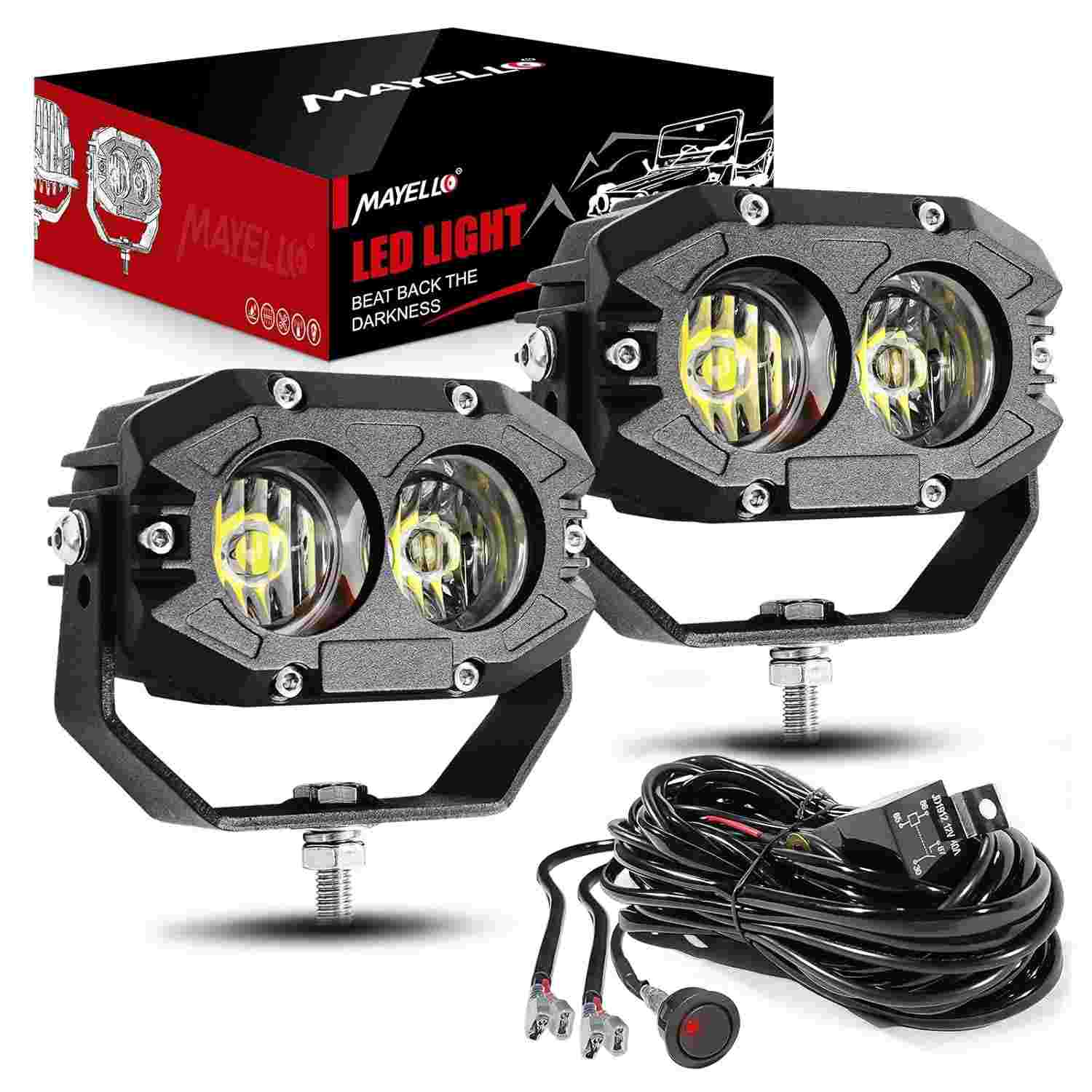 MAYELLO Luzes de LED 10cm 60W: Iluminação Off-Road Potente e Durável para Sua Aventura