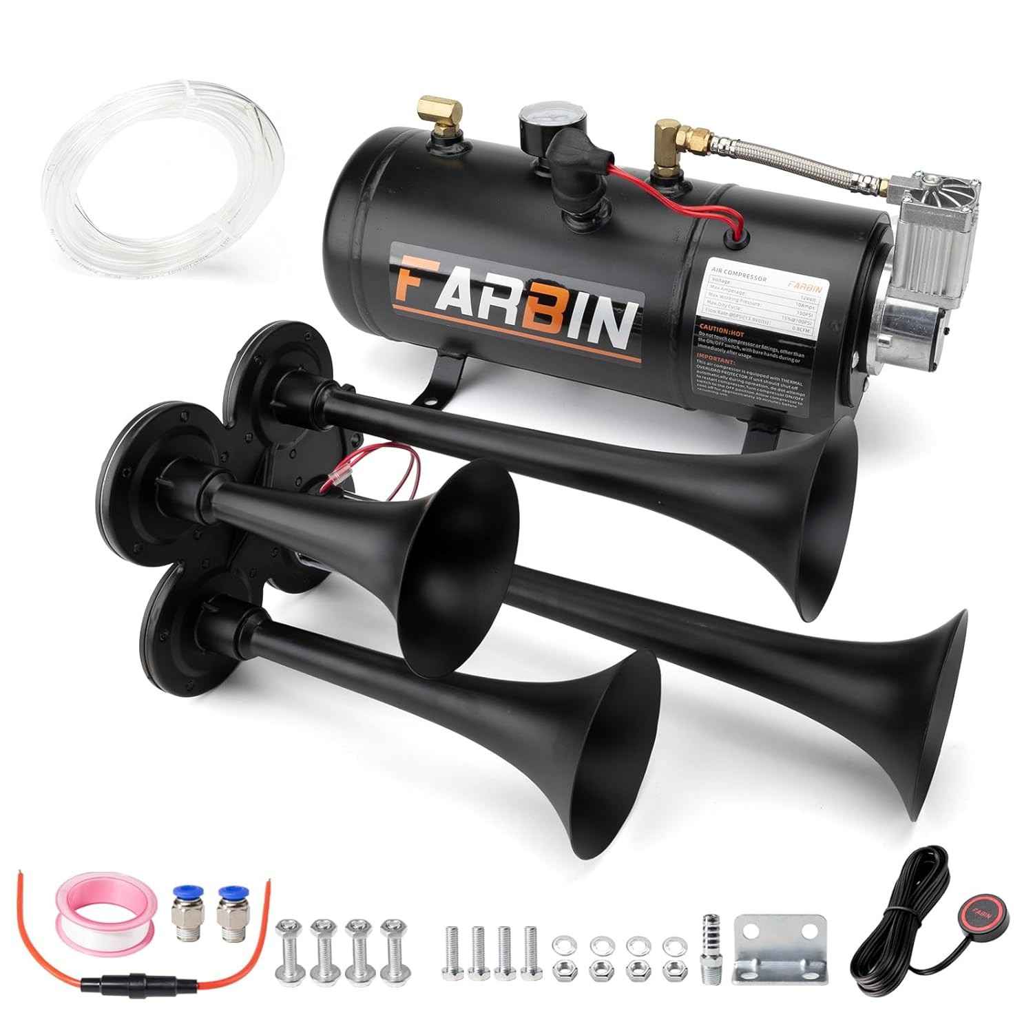 FARBIN Kit Buzina de Trem 178DB: Som Potente para Caminhão, Jeep e SUV