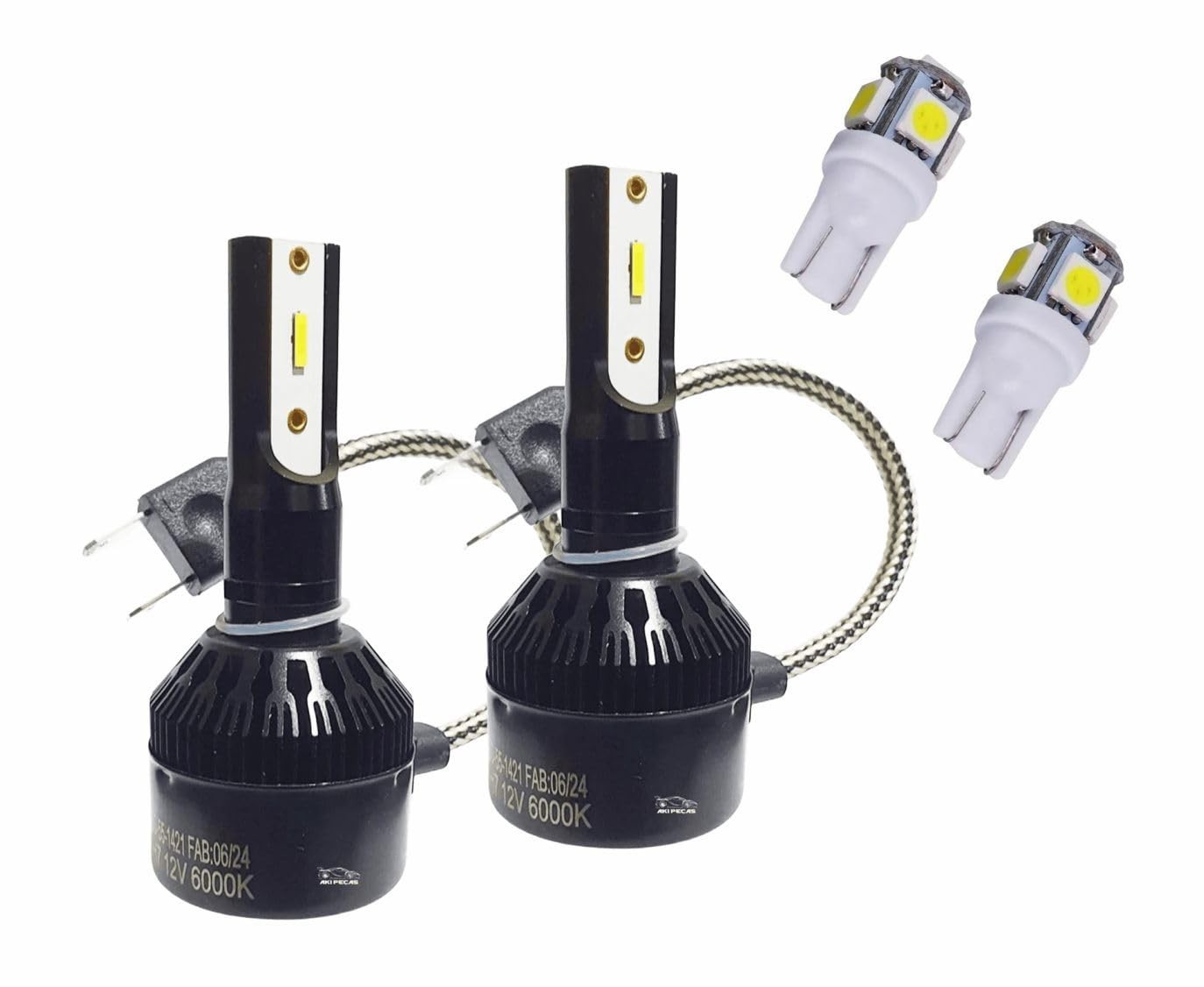 Kit Super LED H7 + T10 6000K: Iluminação Potente para Seu Carro