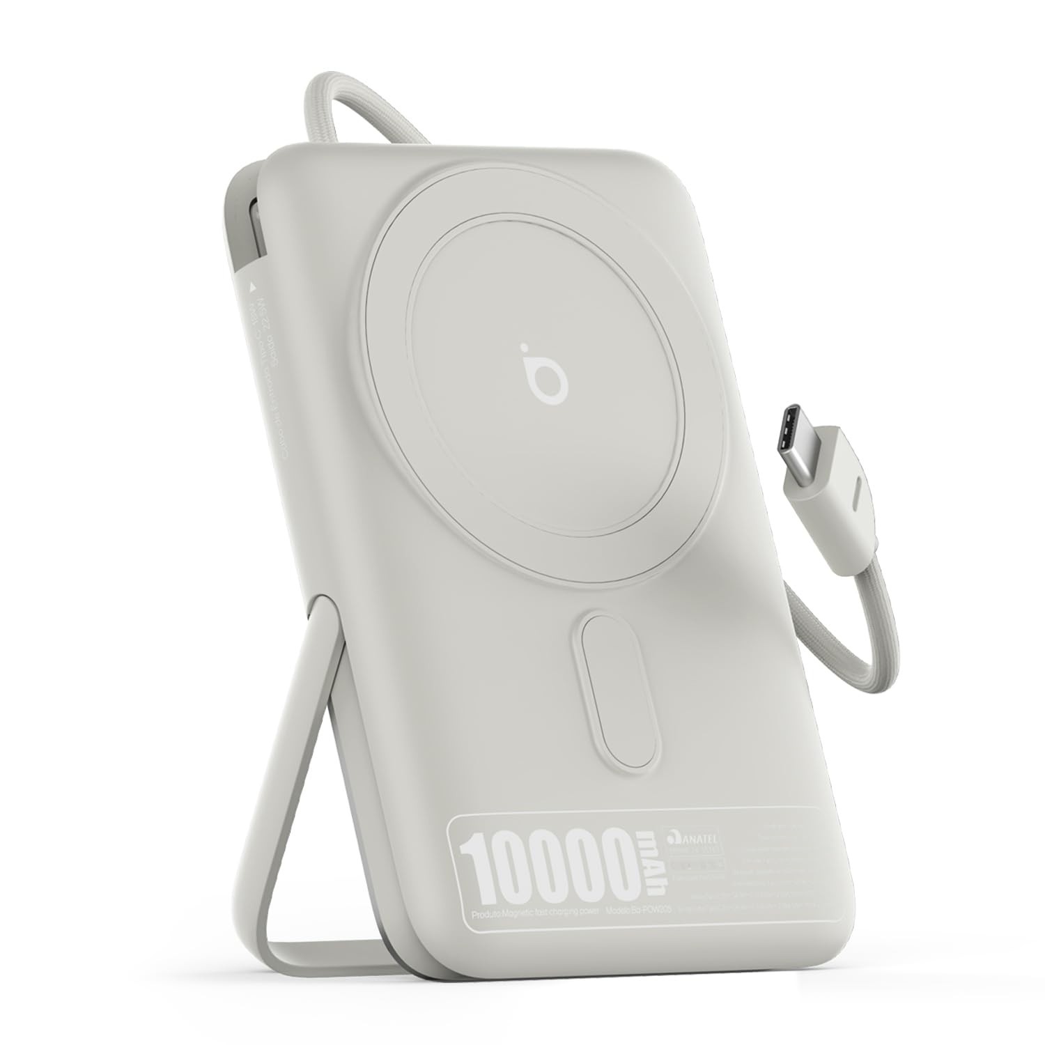 Basike Power Bank 10000mAh Indução 15W + PD 22.5W: Carregador Portátil Universal Prata