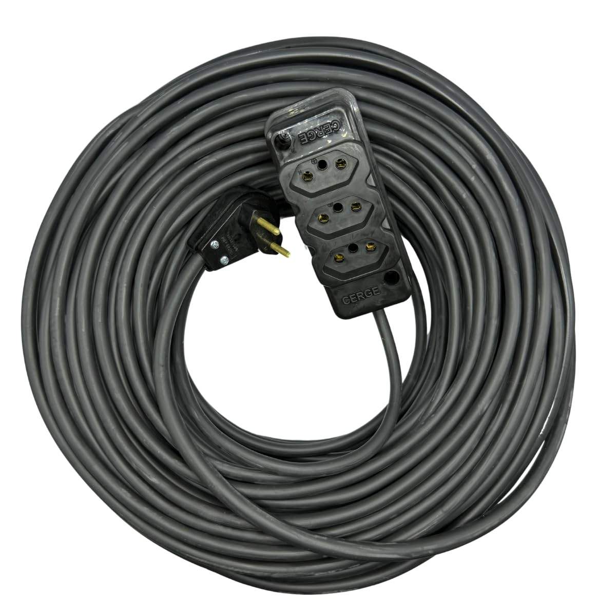 Extensão Elétrica Industrial 50m Cabo PP 2x2,5mm com Tomada Tripla Reforçada