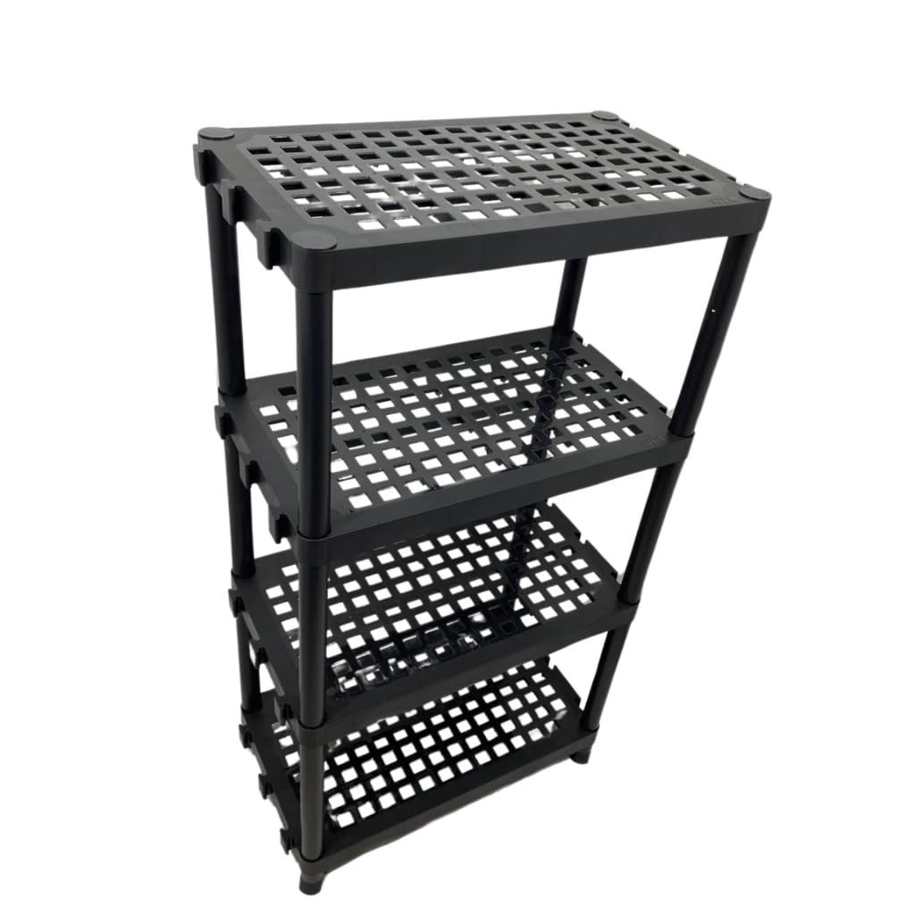 Estante Modular Multiuso Preta com 4 Prateleiras - Organize com Estilo e Funcionalidade