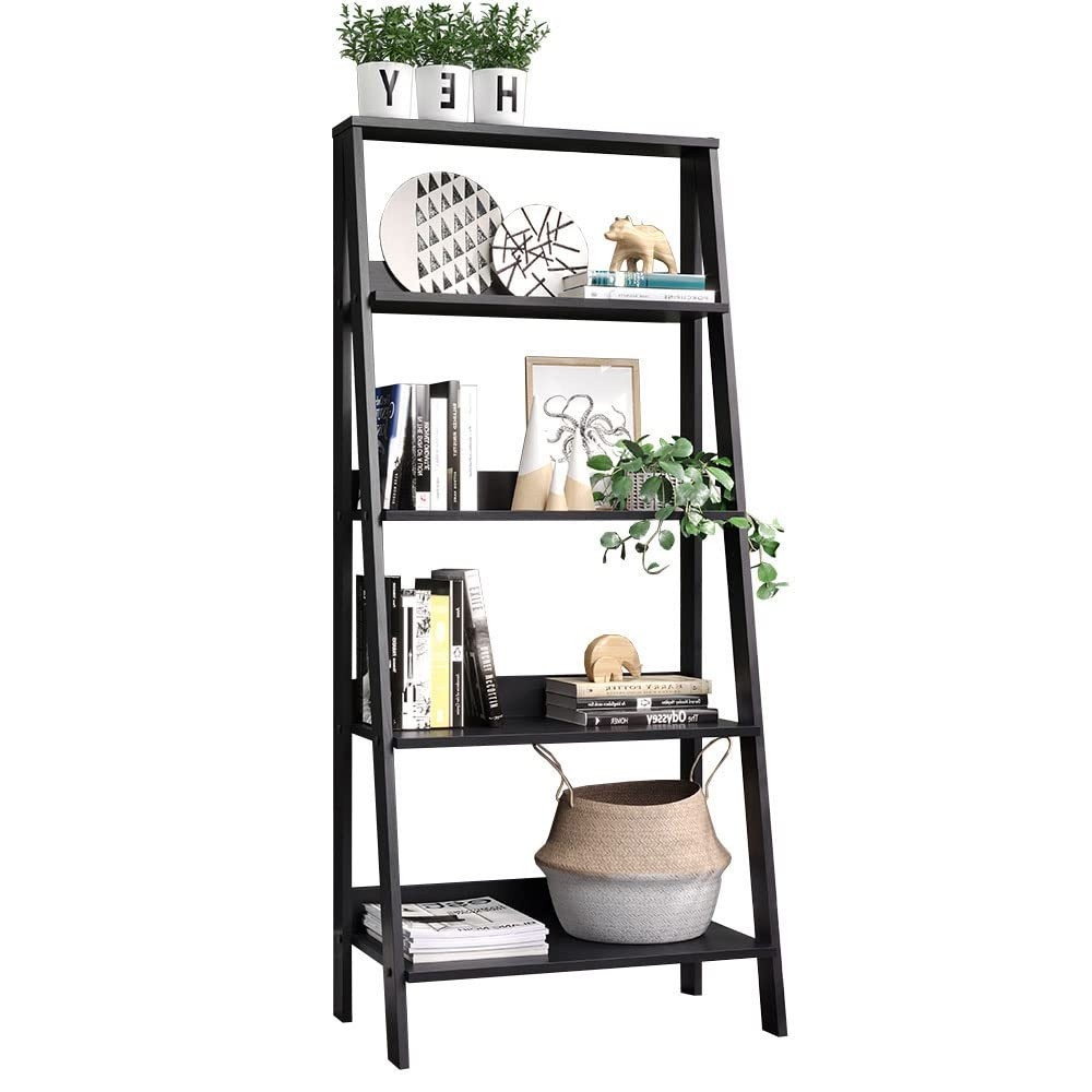 Estante para Livros 4 Prateleiras com Design Cavalete Madesa - Preto Moderno
