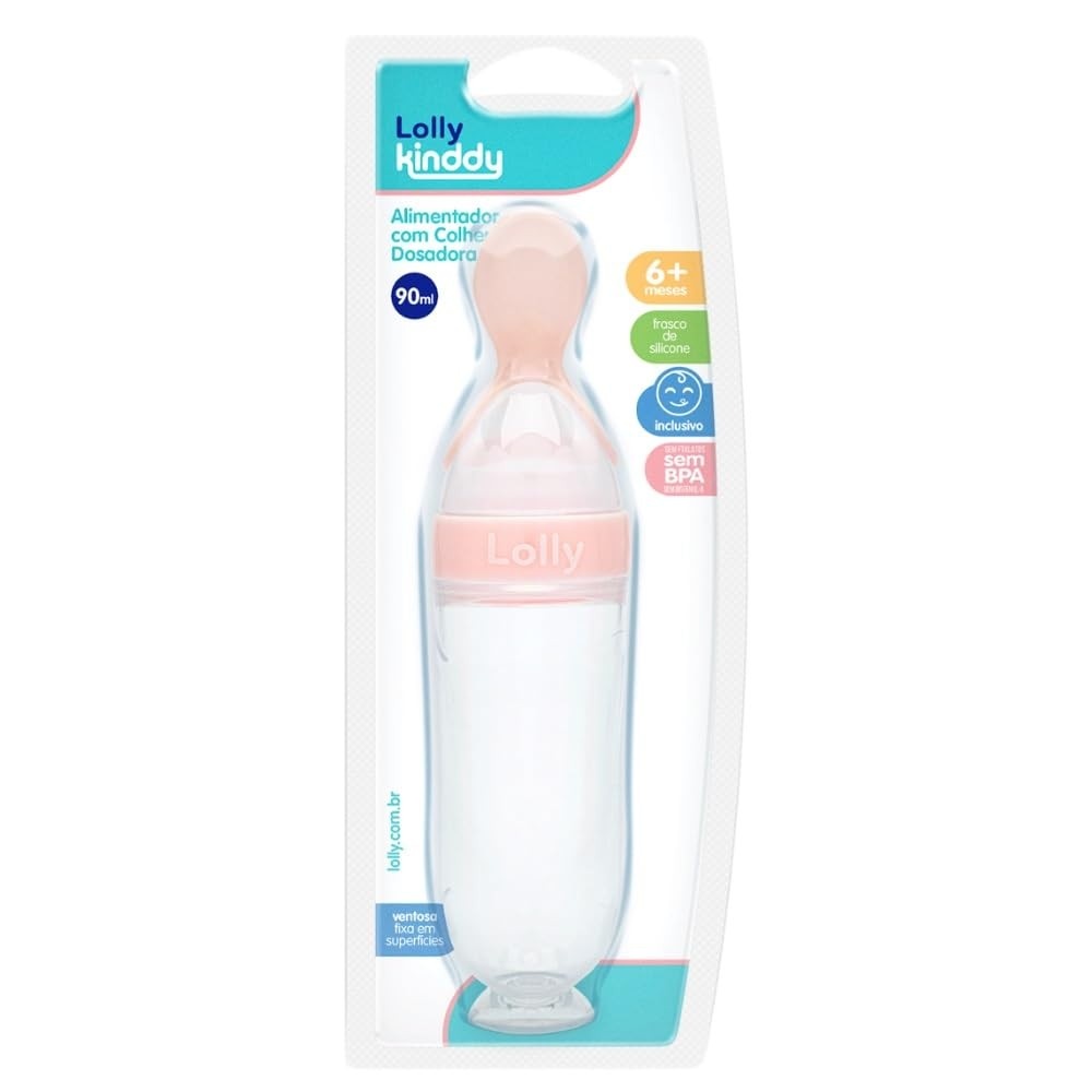 Lolly Alimentador Colher Dosadora Rosa - Ideal para Introdução Alimentar com Segurança e Praticidade
