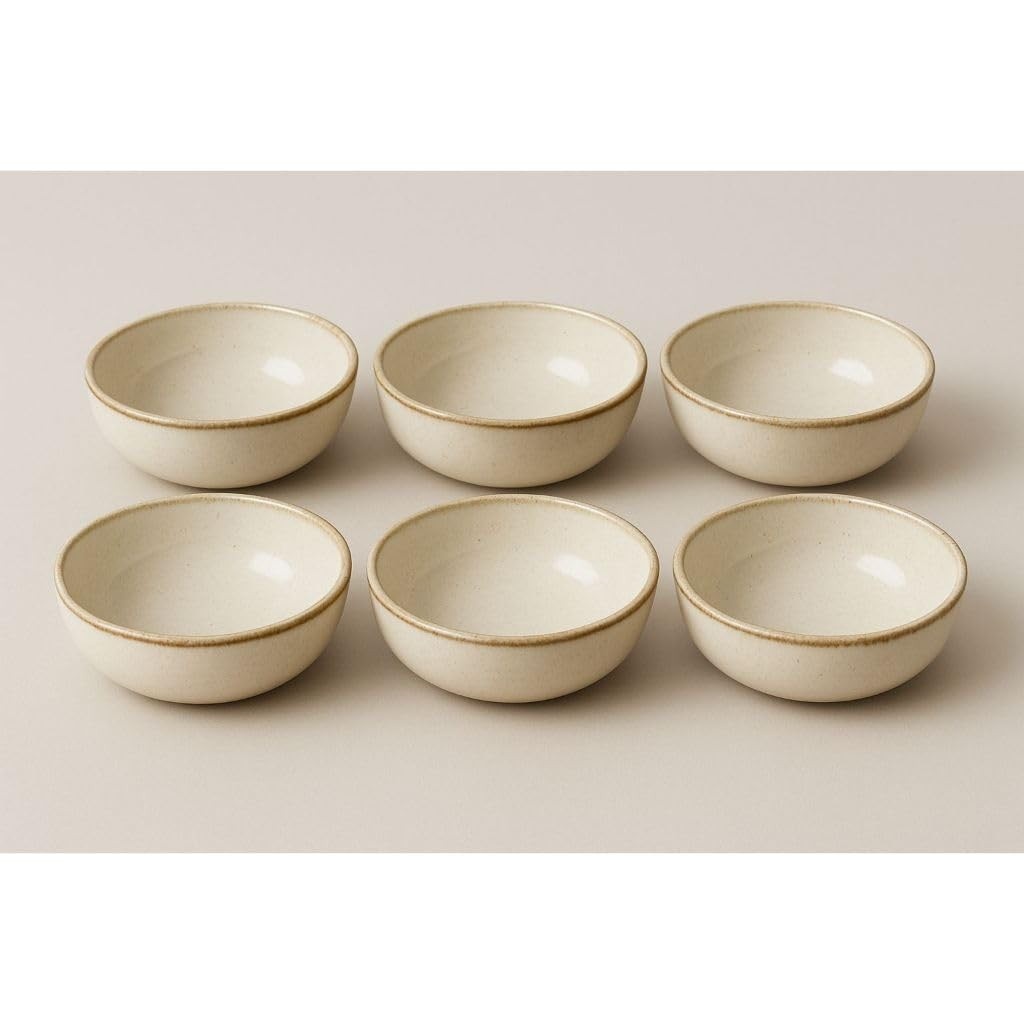 Jogo de Pratos de Porcelana Moderno 19cm - 6 Peças Bege com Bowls Rasos
