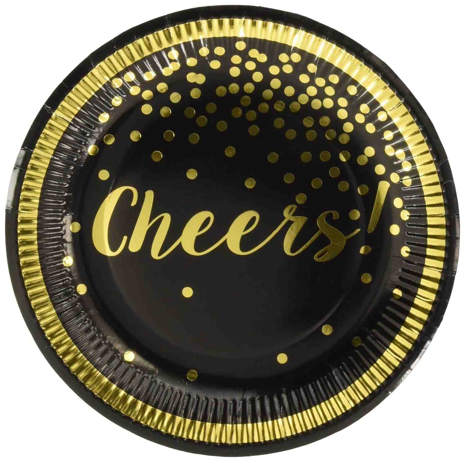 Pratos de Papel Cheers Gold Foil - 8 Unidades | Design Festivo Premium