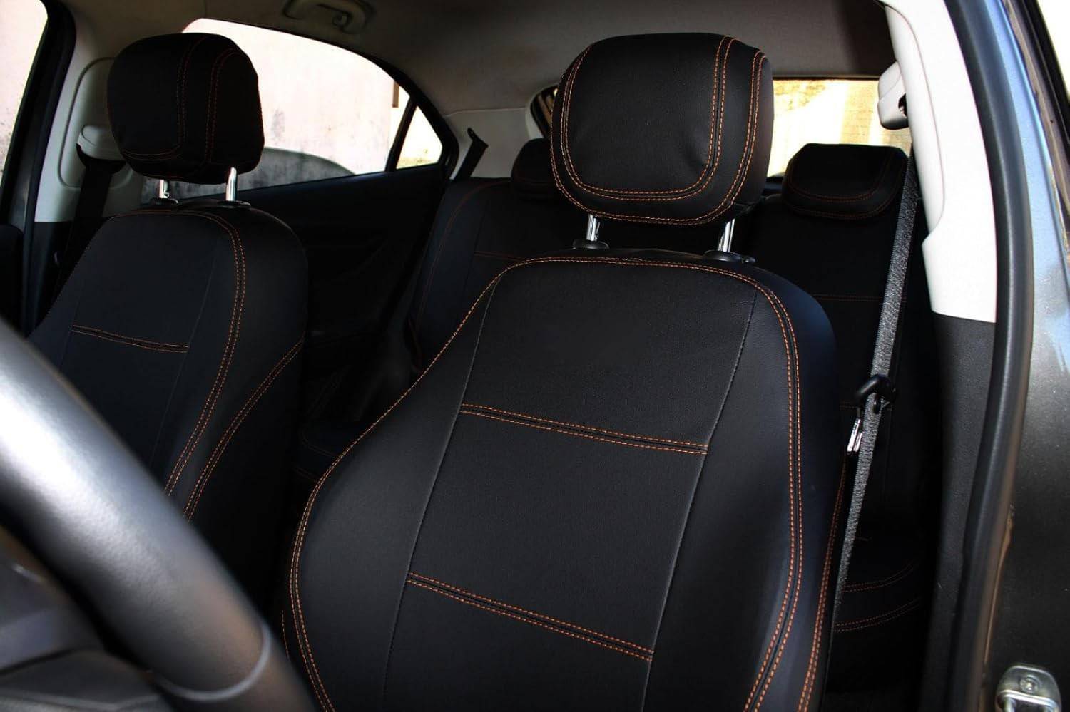 Capa de Banco de Couro Premium Sob Medida Chevrolet Onix e Novo Prisma - Preta Completa