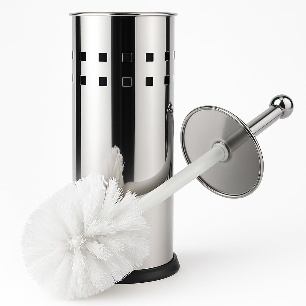 Escova Sanitária Inox Premium 2 Peças - Design Moderno com Base Antiderrapante