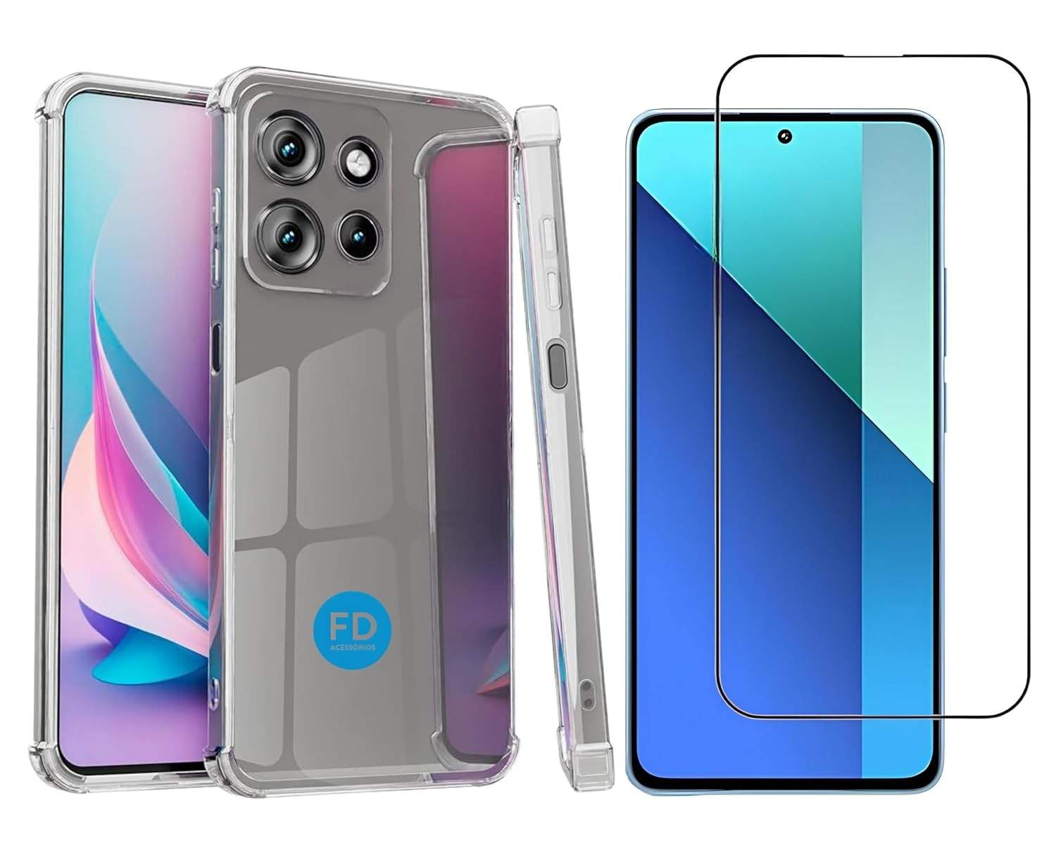 Kit Premium Motorola Moto G75: Capa Anti-Impacto Transparente + Película Cerâmica 9D