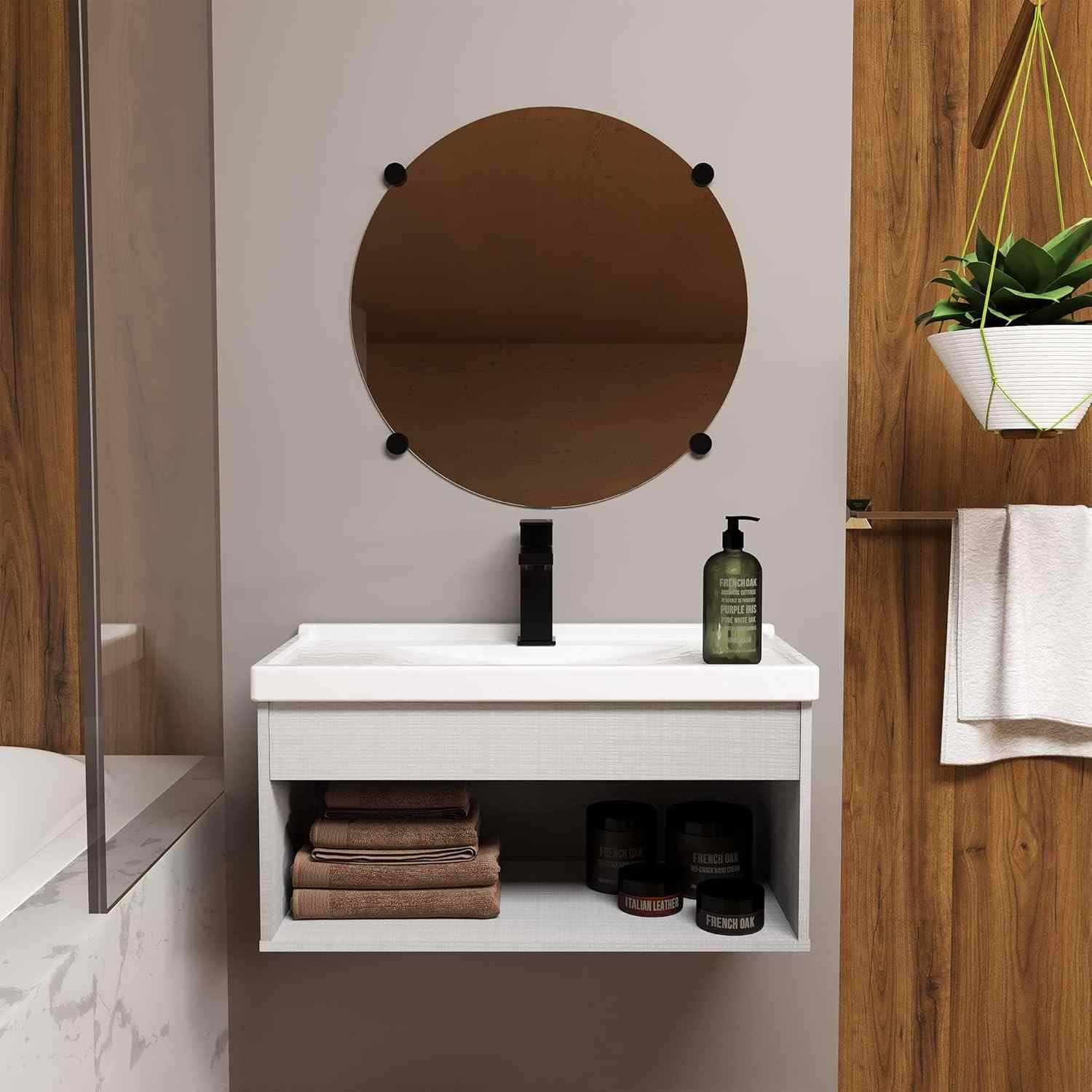Gabinete para Banheiro com Cuba 60cm - Livorno Lineo em MDF Premium
