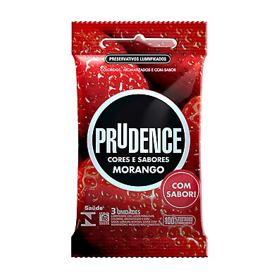 Preservativo Prudence Morango: Sabor, Cor e Proteção em 3 Unidades
