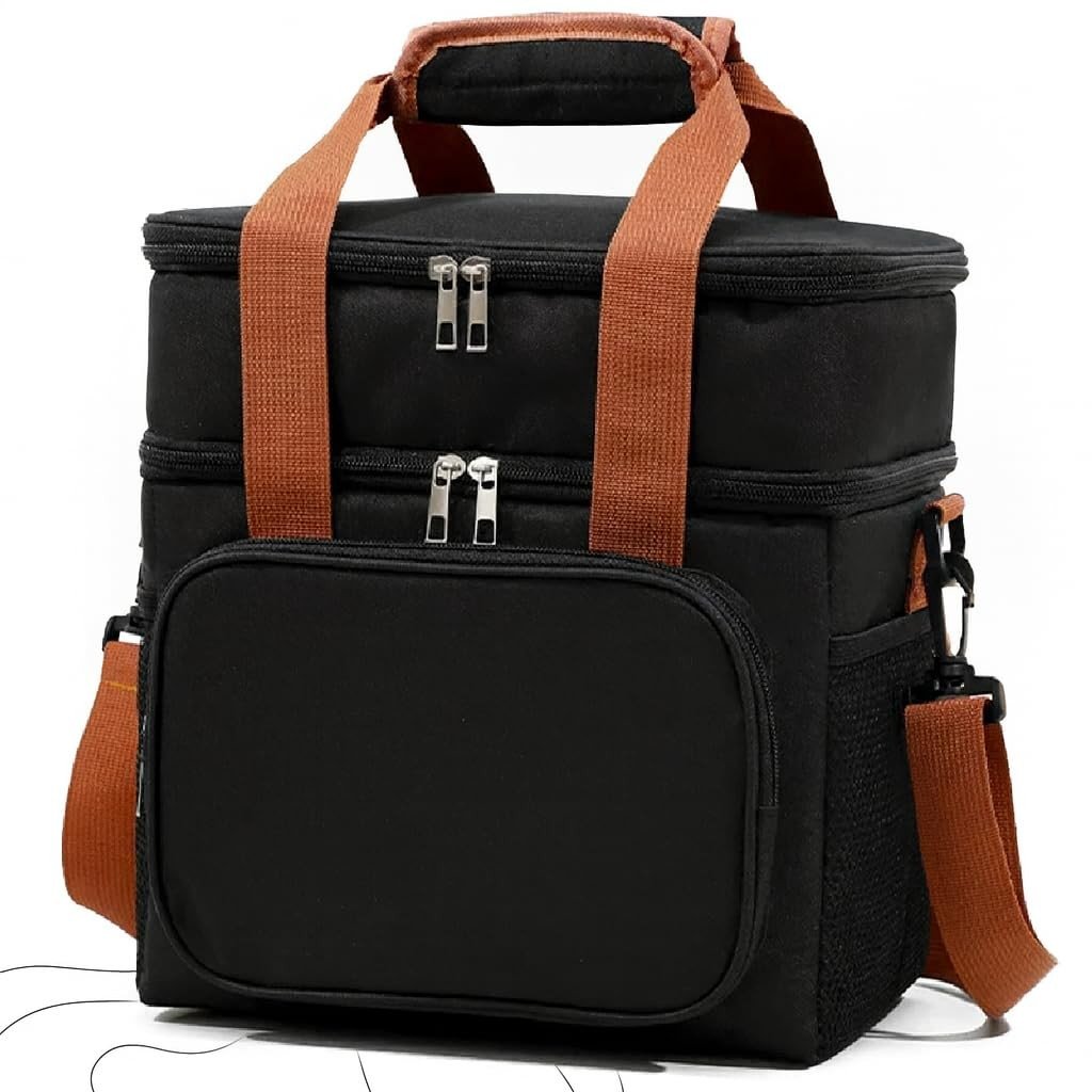 Bolsa Térmica Dobrável 14L com Alça de Ombro - Ideal para Marmita, Lancheira e Academia (Preta)