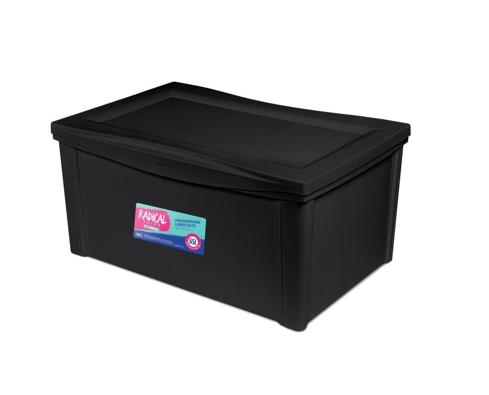 Caixa Organizadora Plástica 65L Preta - Modelo Radical com Design Moderno